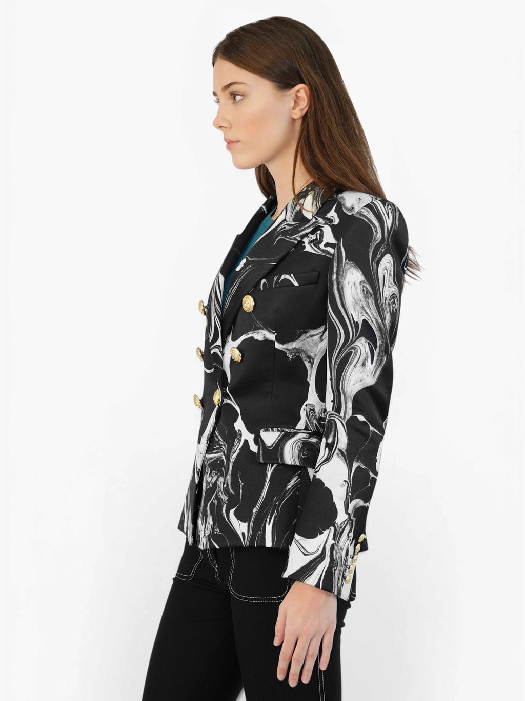 Marbled Satin Blazer