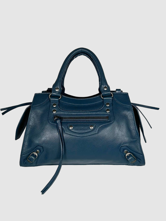 Balenciaga Blue Leather Small Neo Classic City Bag Consignment Secondhand Designer Luxury Resale Toronto Trendy