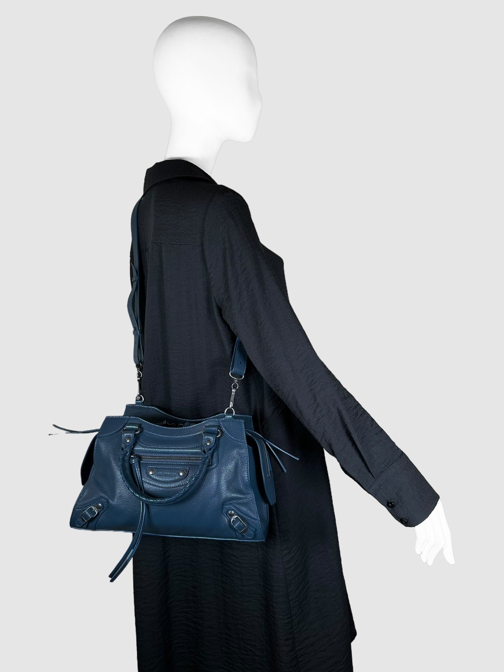 Balenciaga Blue Leather Small Neo Classic City Bag Consignment Secondhand Designer Luxury Resale Toronto Trendy