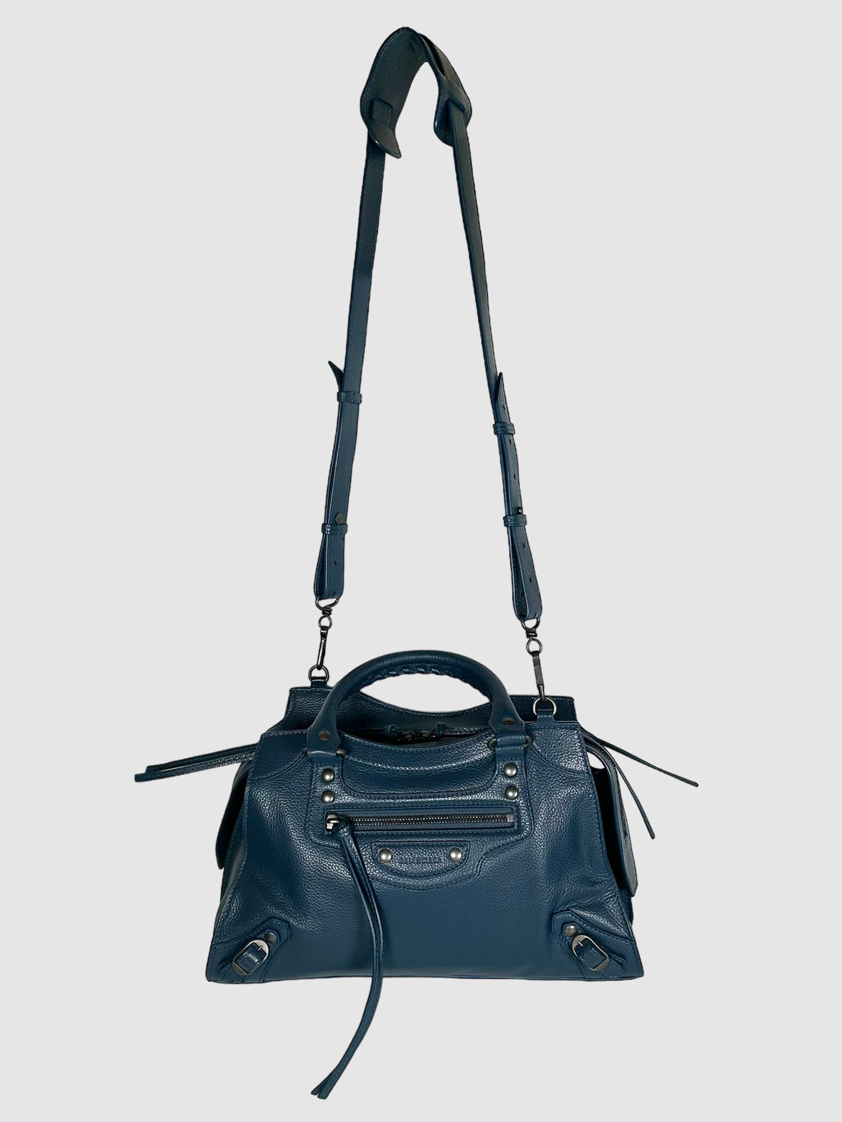 Balenciaga Blue Leather Small Neo Classic City Bag Consignment Secondhand Designer Luxury Resale Toronto Trendy