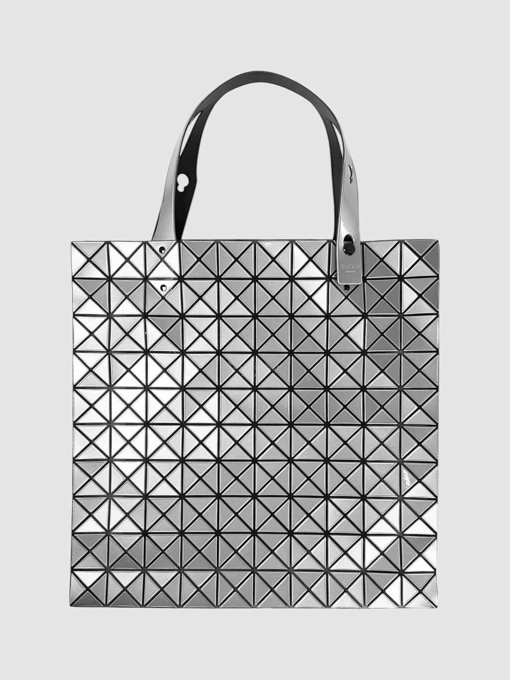 Issey Miyake Bao Bao Metallic Silver PVC Prism Tote Bag Luxury Designer Resale Consignment Toronto Canada Secondhand