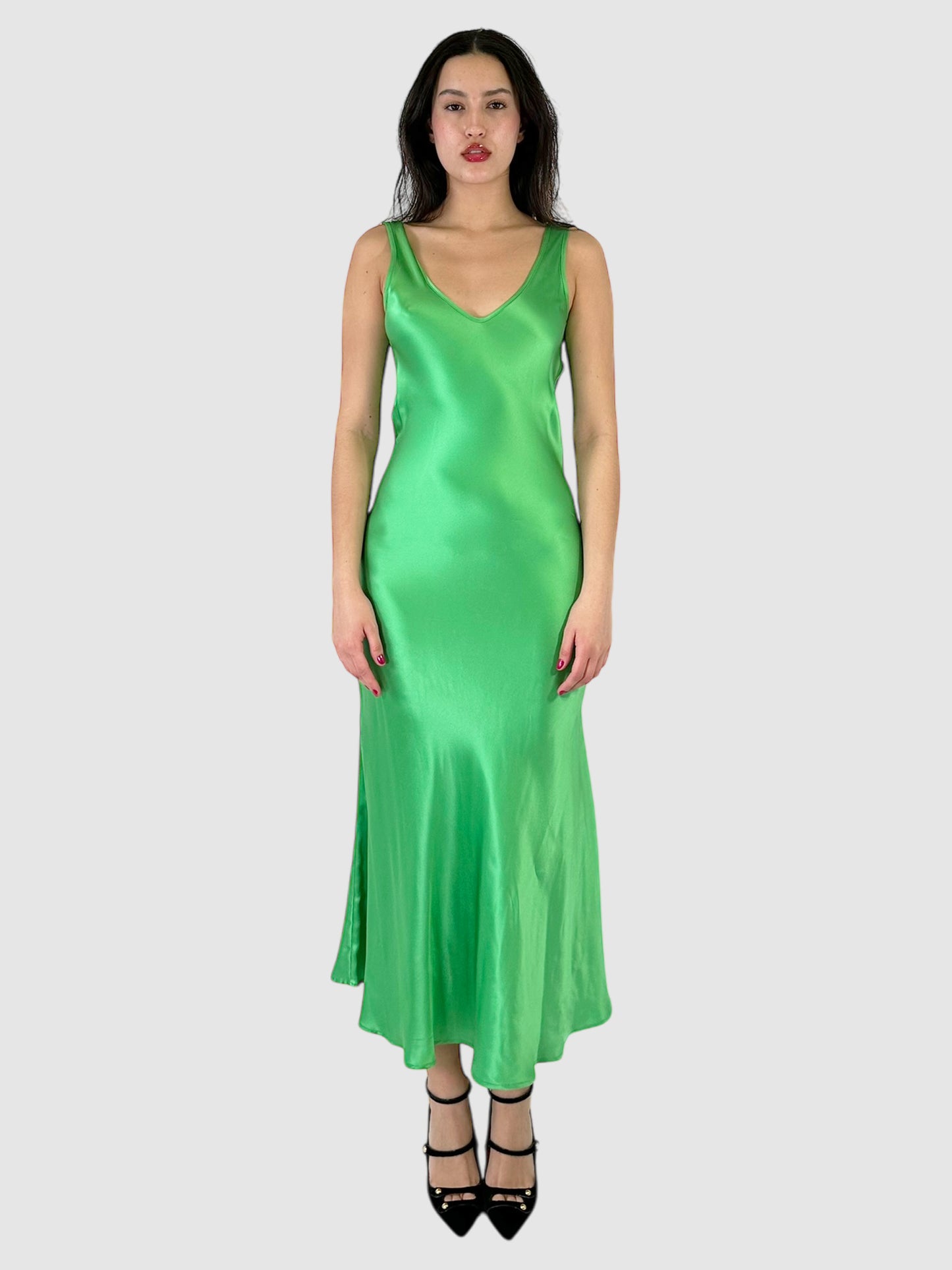 Silk Sleeveless V-Neck Maxi Dress - Size S