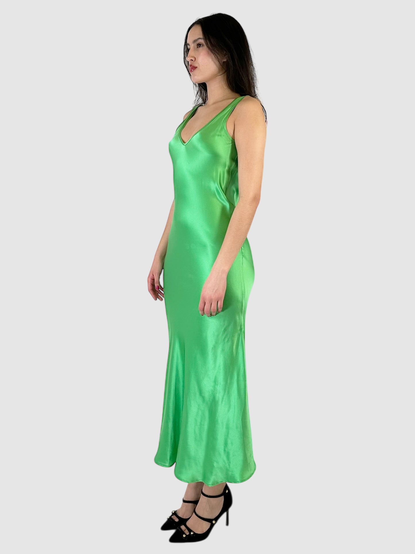 Silk Sleeveless V-Neck Maxi Dress - Size S