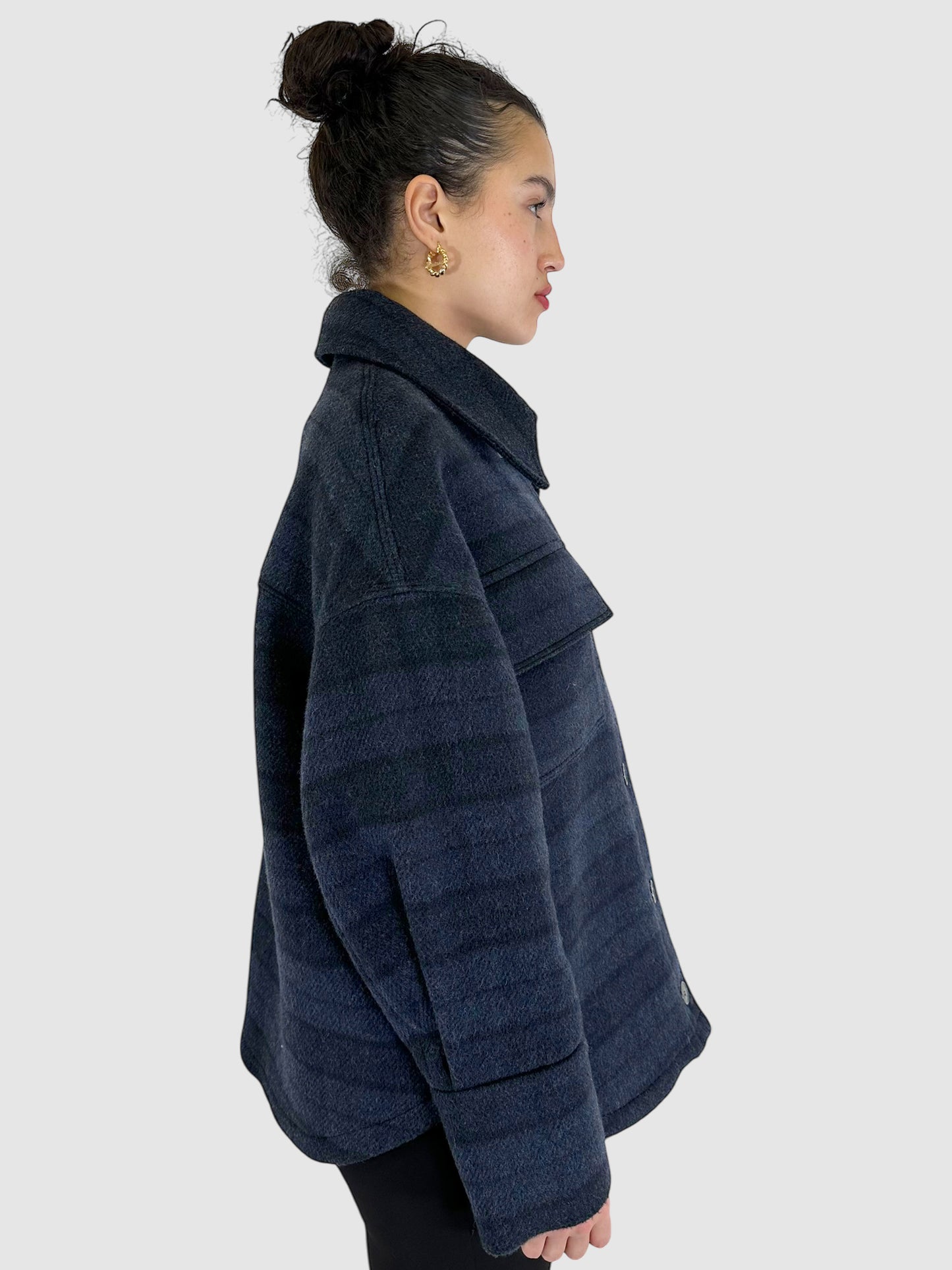 Wool Plaid Single-Breasted Coat - Size 2