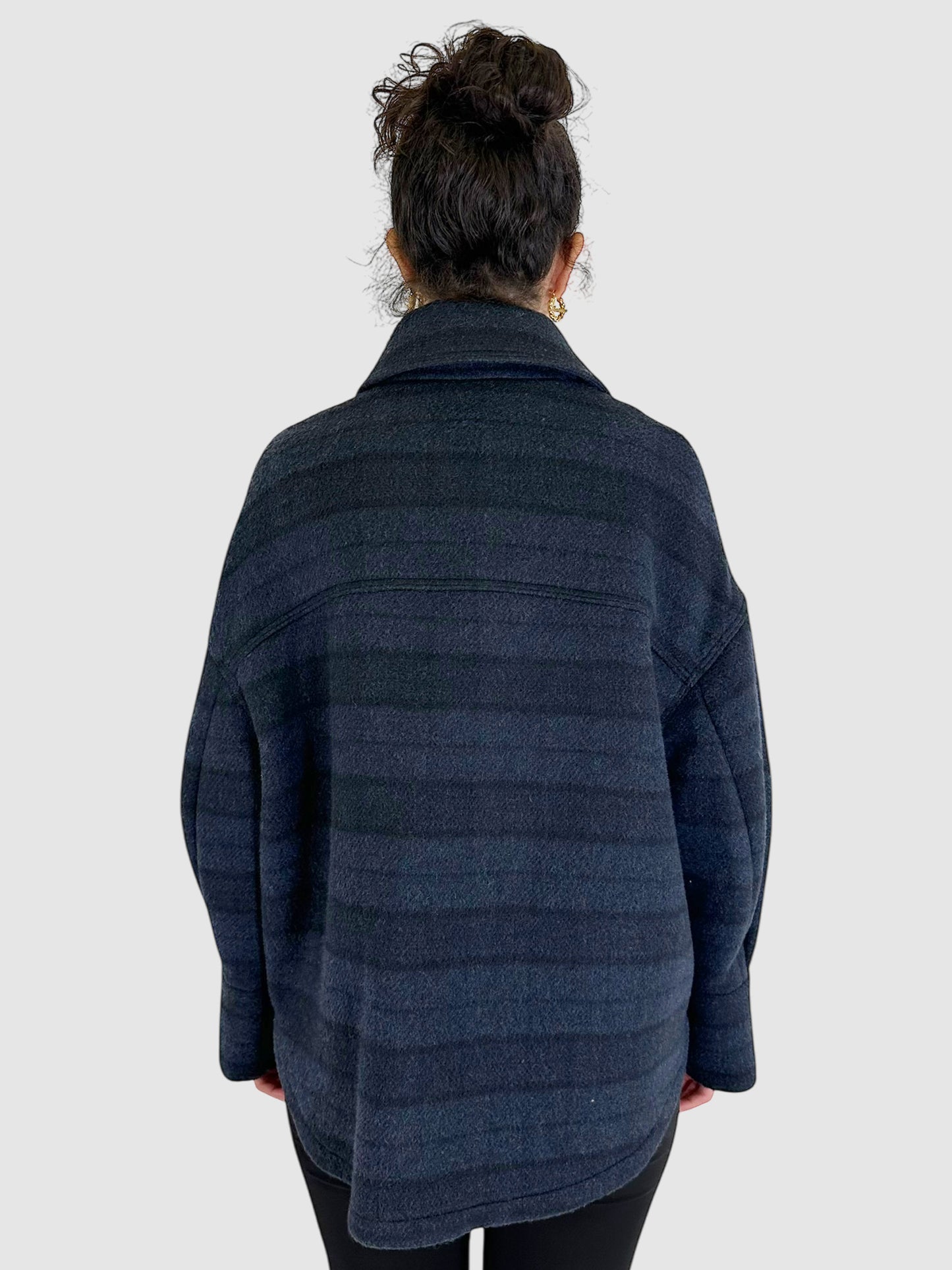 Wool Plaid Single-Breasted Coat - Size 2