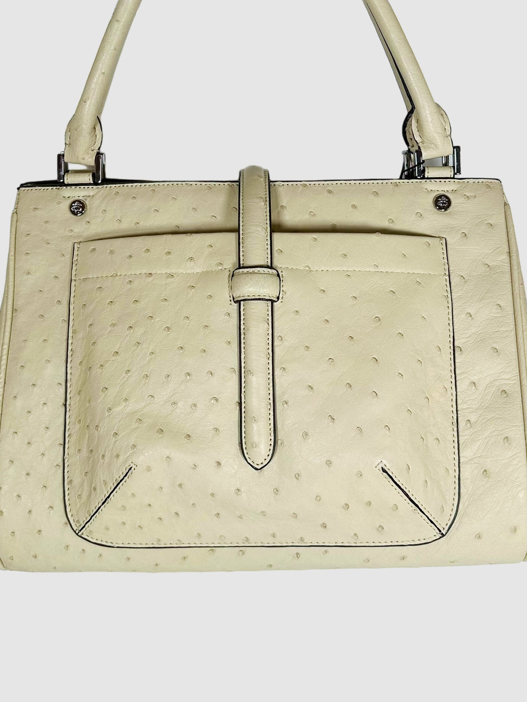 Ostrich Leather Top Handle Bag