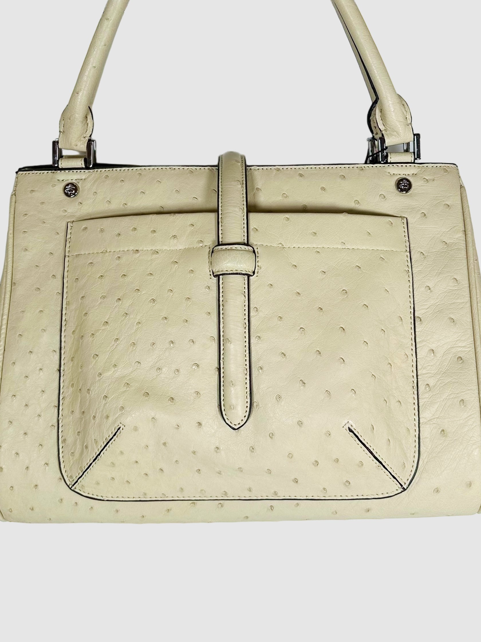 Ostrich Leather Top Handle Bag