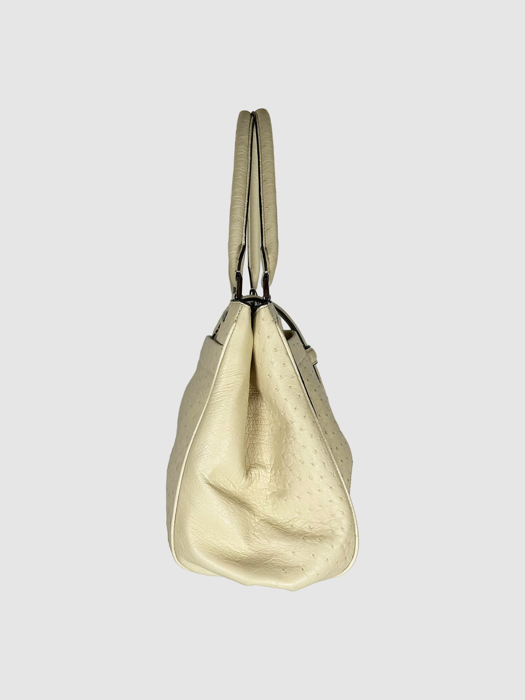 Ostrich Leather Top Handle Bag
