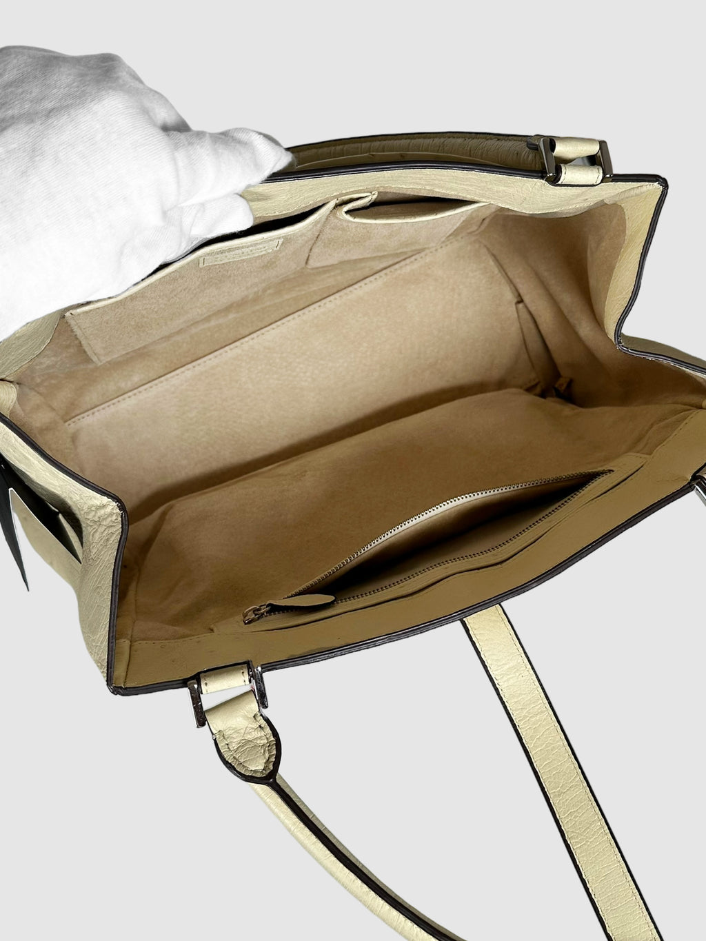 Ostrich Leather Top Handle Bag