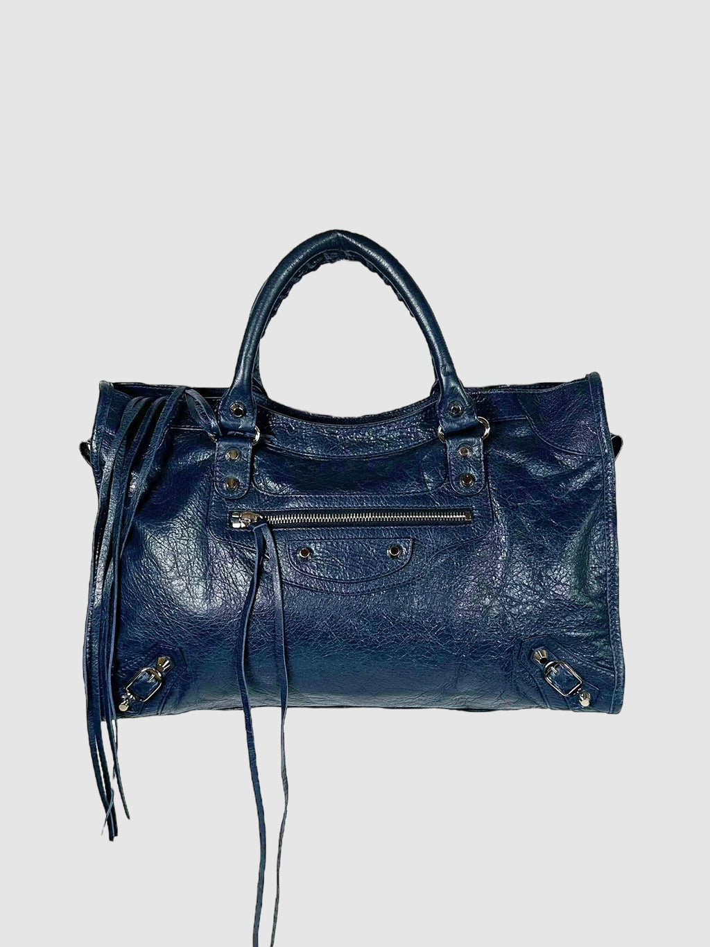 Balenciaga Navy Blue Leather Classic City Shoulder Bag Luxury Designer Resale Consignment Toronto Secondhand Pre-Loved
