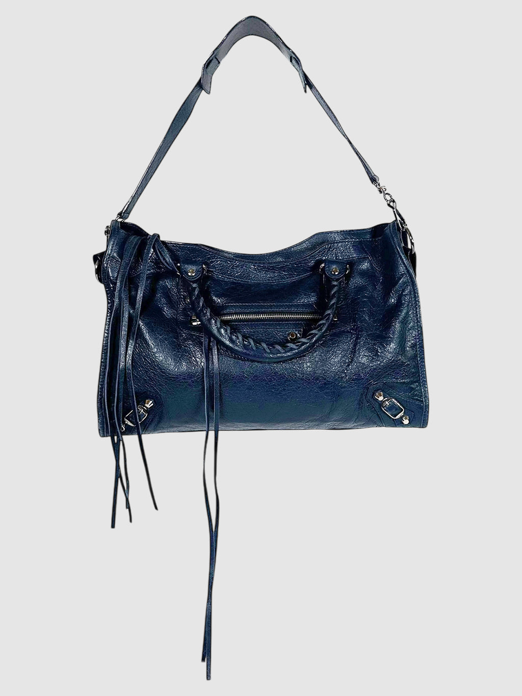 Balenciaga Navy Blue Leather Classic City Shoulder Bag Luxury Designer Resale Consignment Toronto Secondhand Pre-Loved