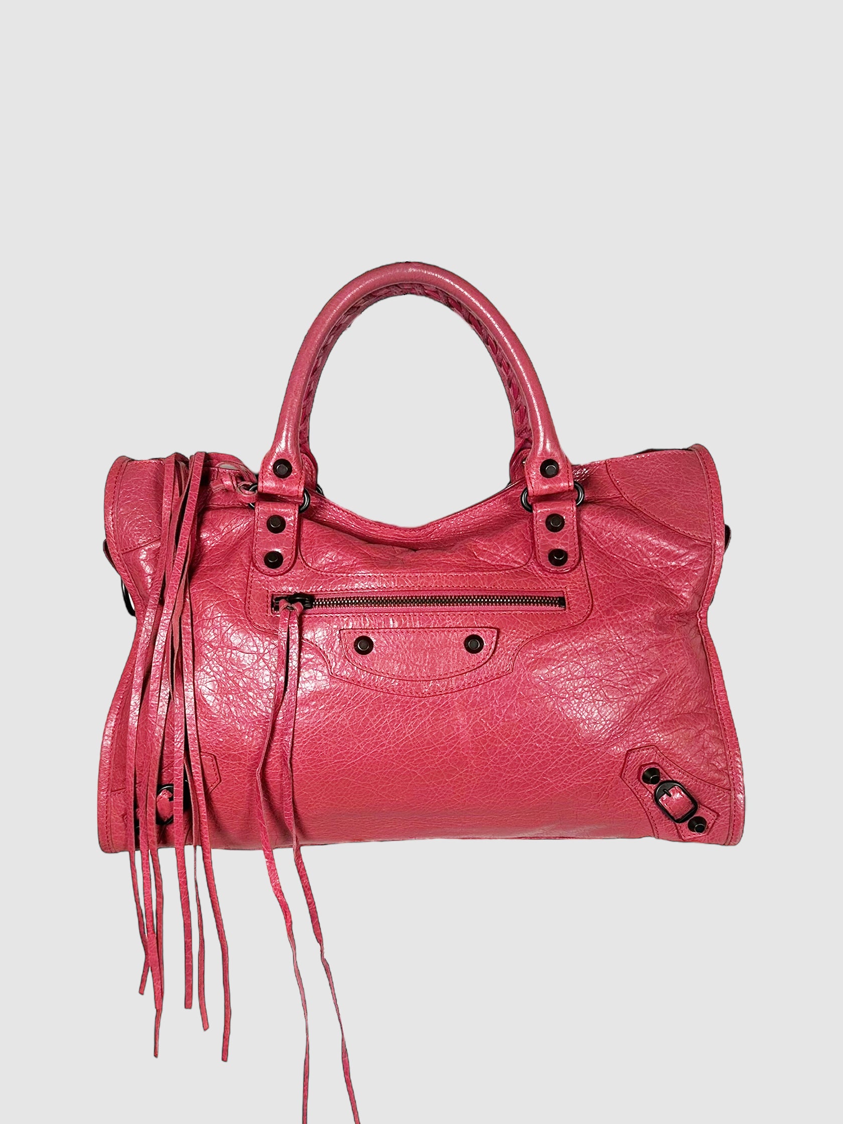 Balenciaga Pink Leather Classic City Shoulder Bag Luxury Designer Resale Consignment Toronto Secondhand Pre-Loved Handbag