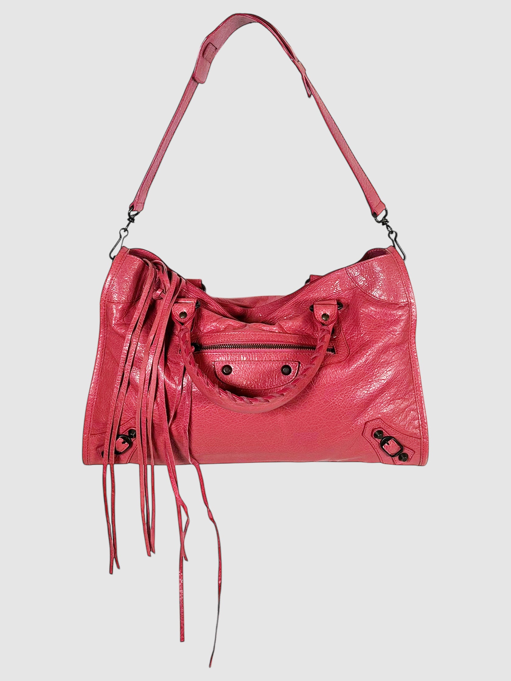 Balenciaga Pink Leather Classic City Shoulder Bag Luxury Designer Resale Consignment Toronto Secondhand Pre-Loved Handbag