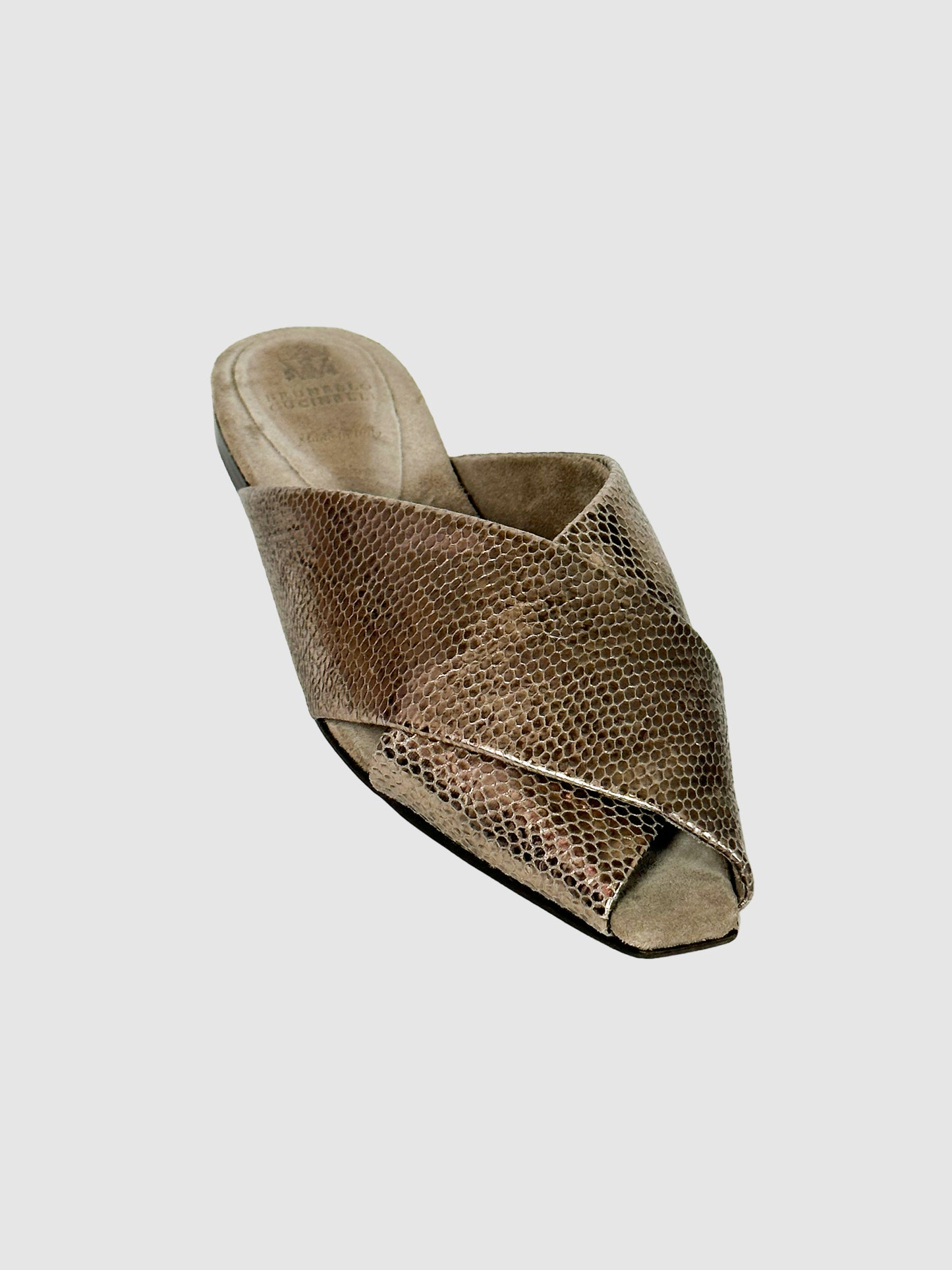 Brunello Cucinelli Crossover Metallic Slides - Size 38.5