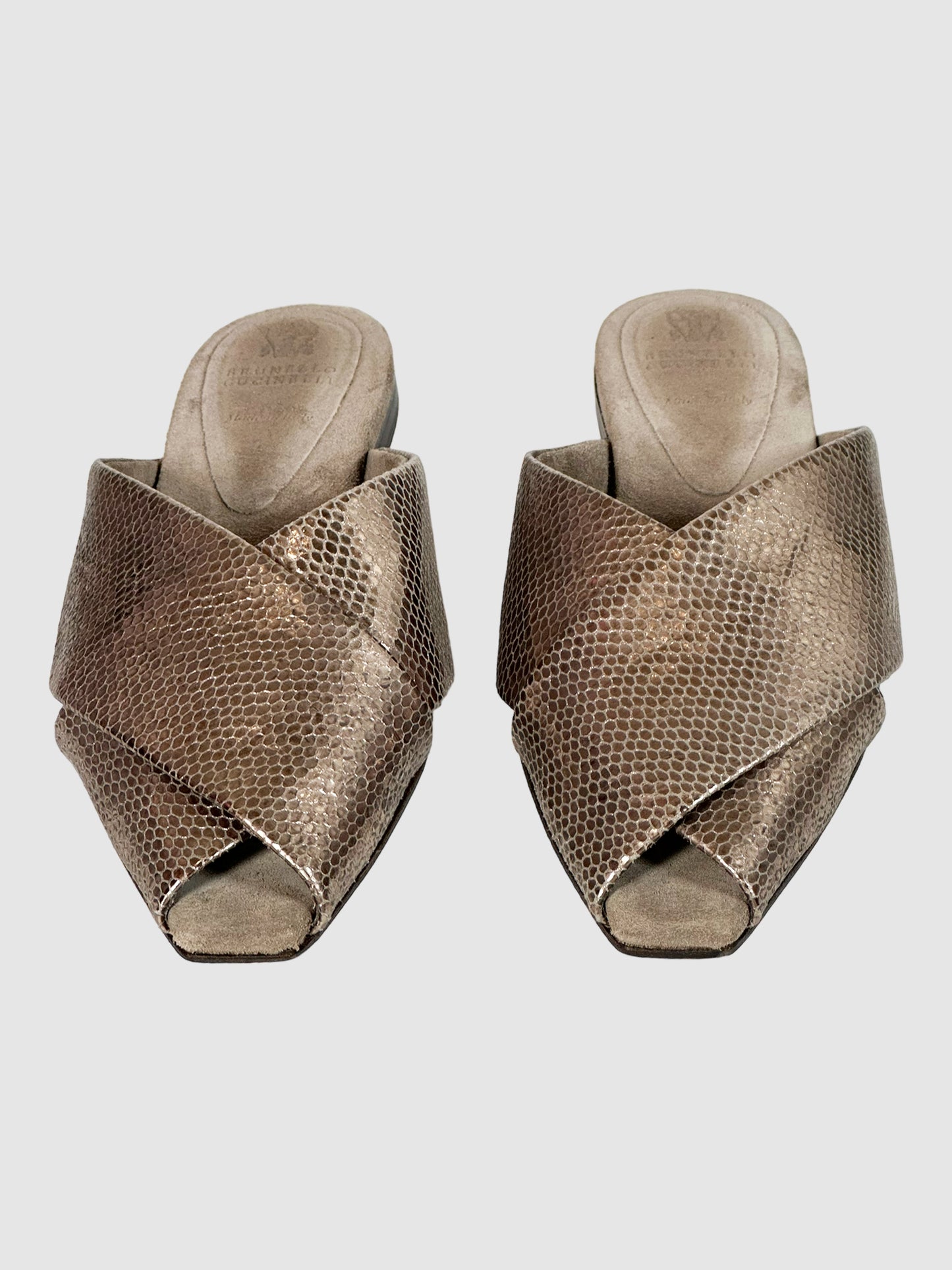 Brunello Cucinelli Crossover Metallic Slides - Size 38.5