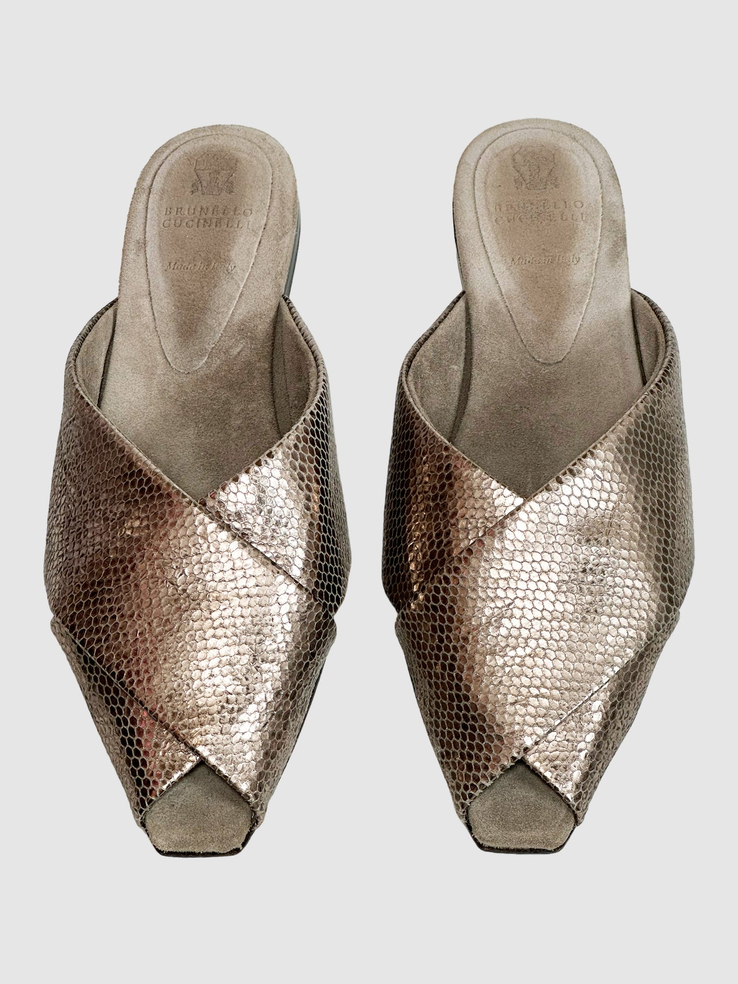 Brunello Cucinelli Crossover Metallic Slides - Size 38.5