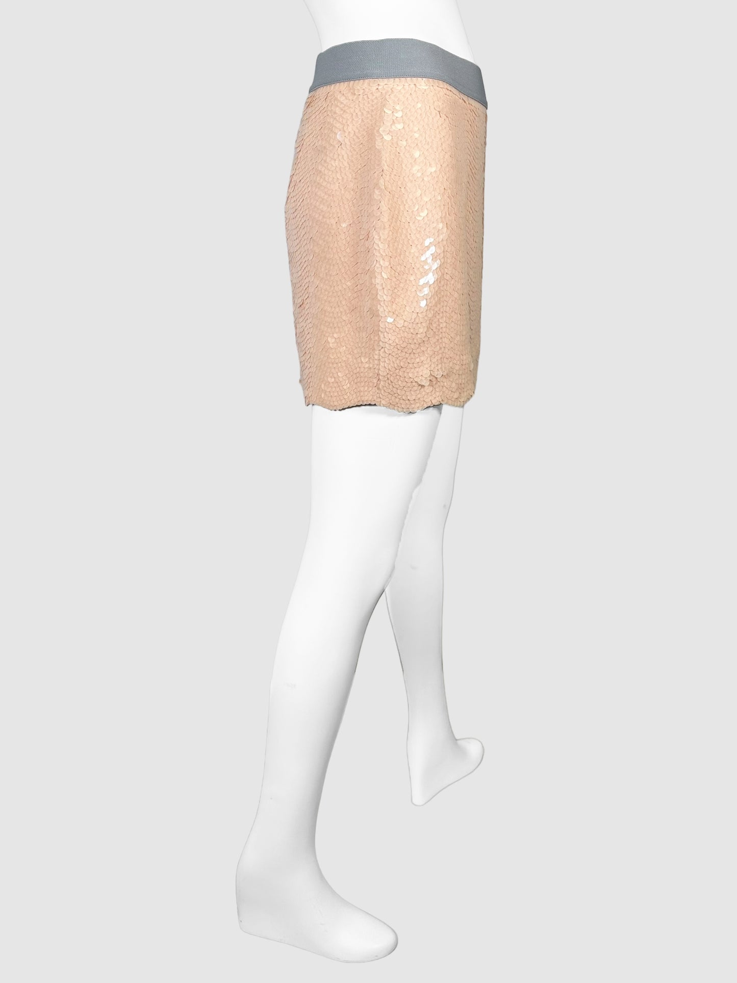 Sequinned Scallop Hem Mini Skirt - Size XS