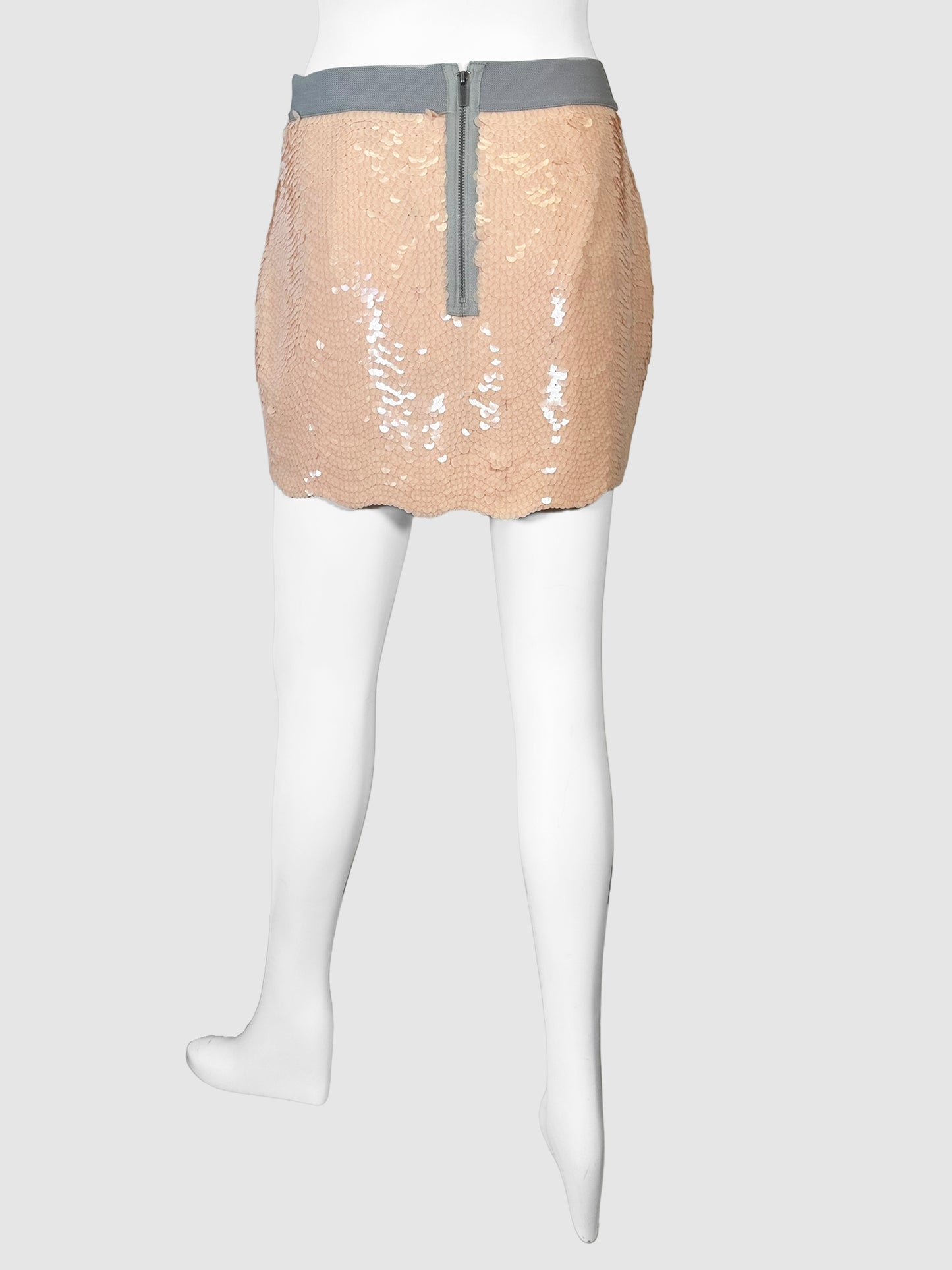 Sequinned Scallop Hem Mini Skirt - Size XS