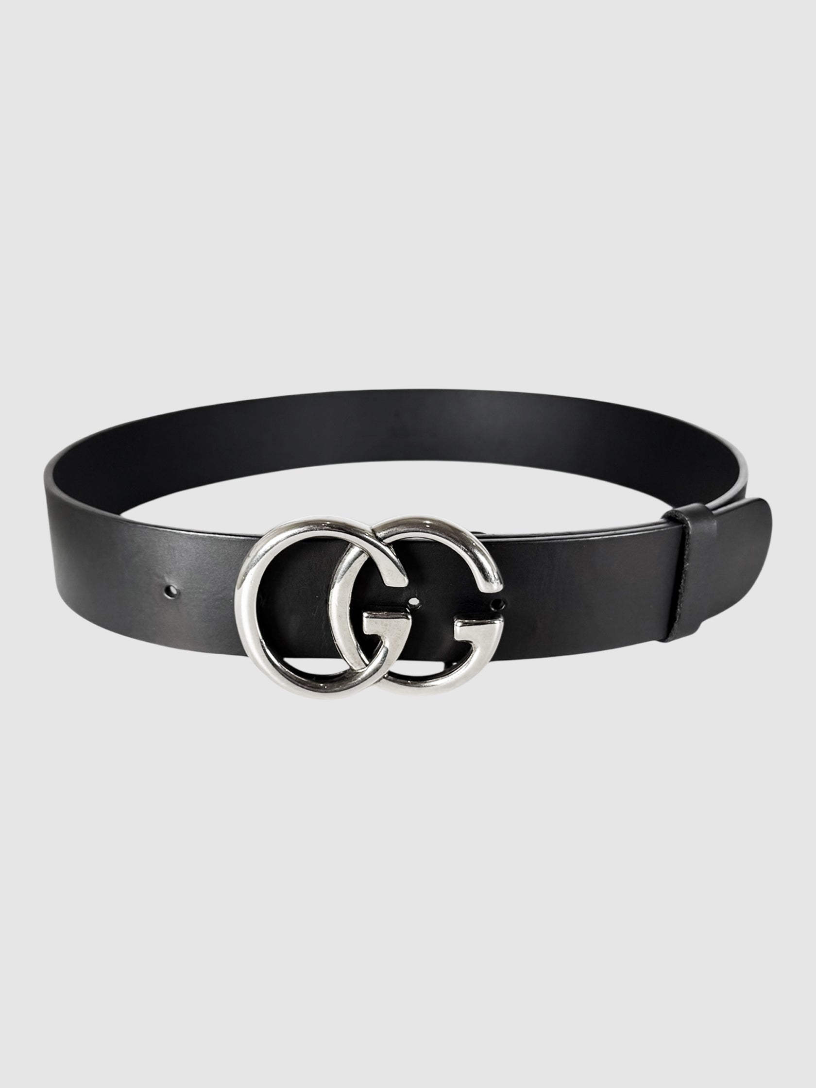 Gucci Black Double G Marmont Wide Leather Belt, Size 34 Luxury Designer Resale Accessories Consignment Toronto