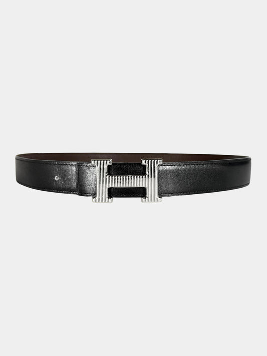 2013 Guillochee Reversible Leather Belt