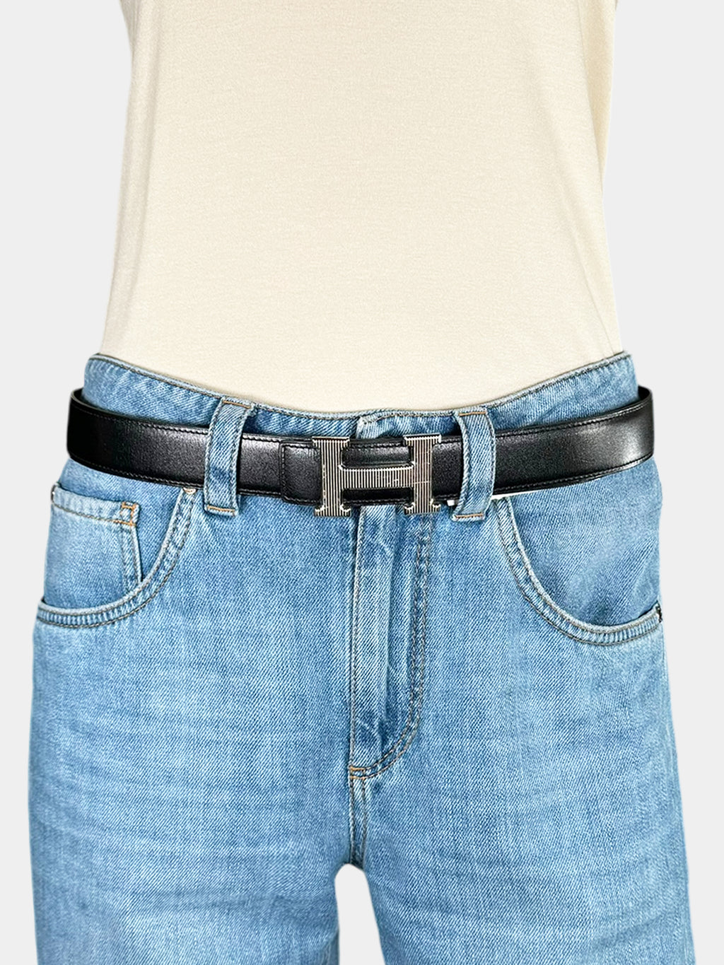2013 Guillochee Reversible Leather Belt