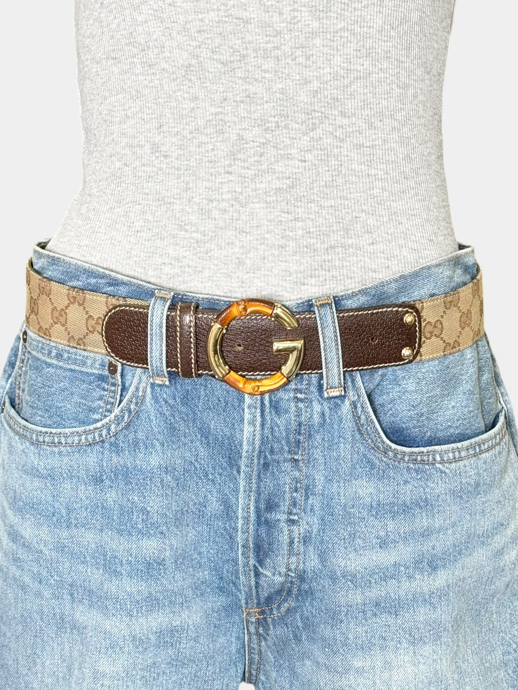 Monogram Bamboo G Canvas Belt