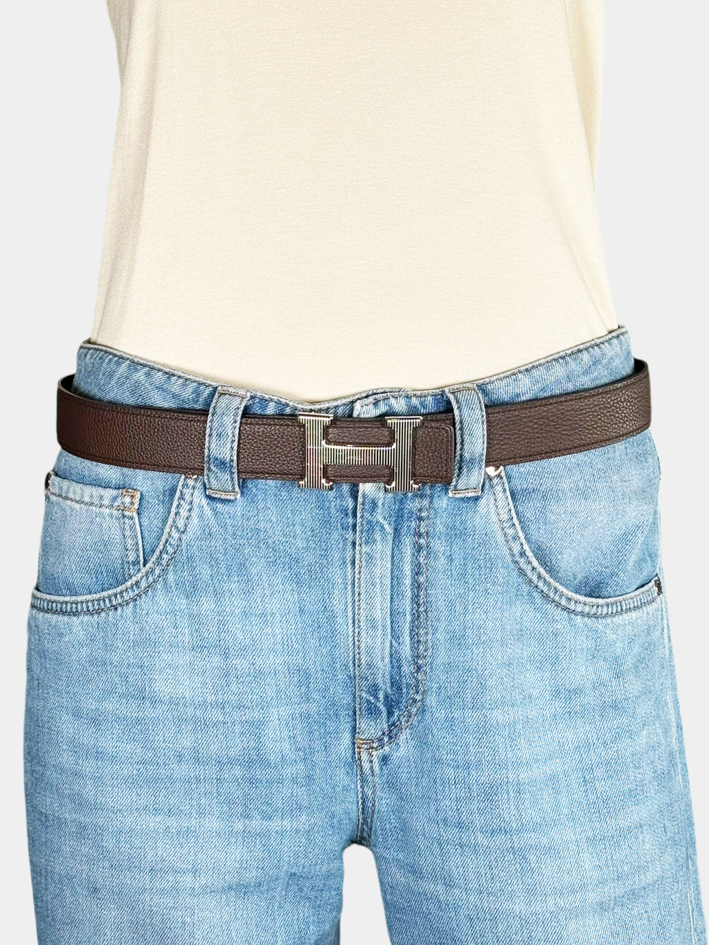 2013 Guillochee Reversible Leather Belt