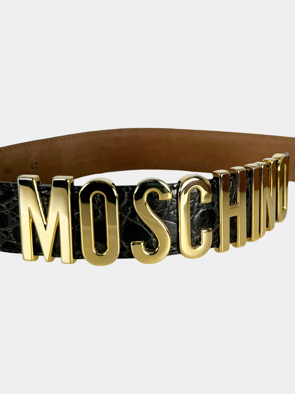 Logo Plaque Leather Waist Belt