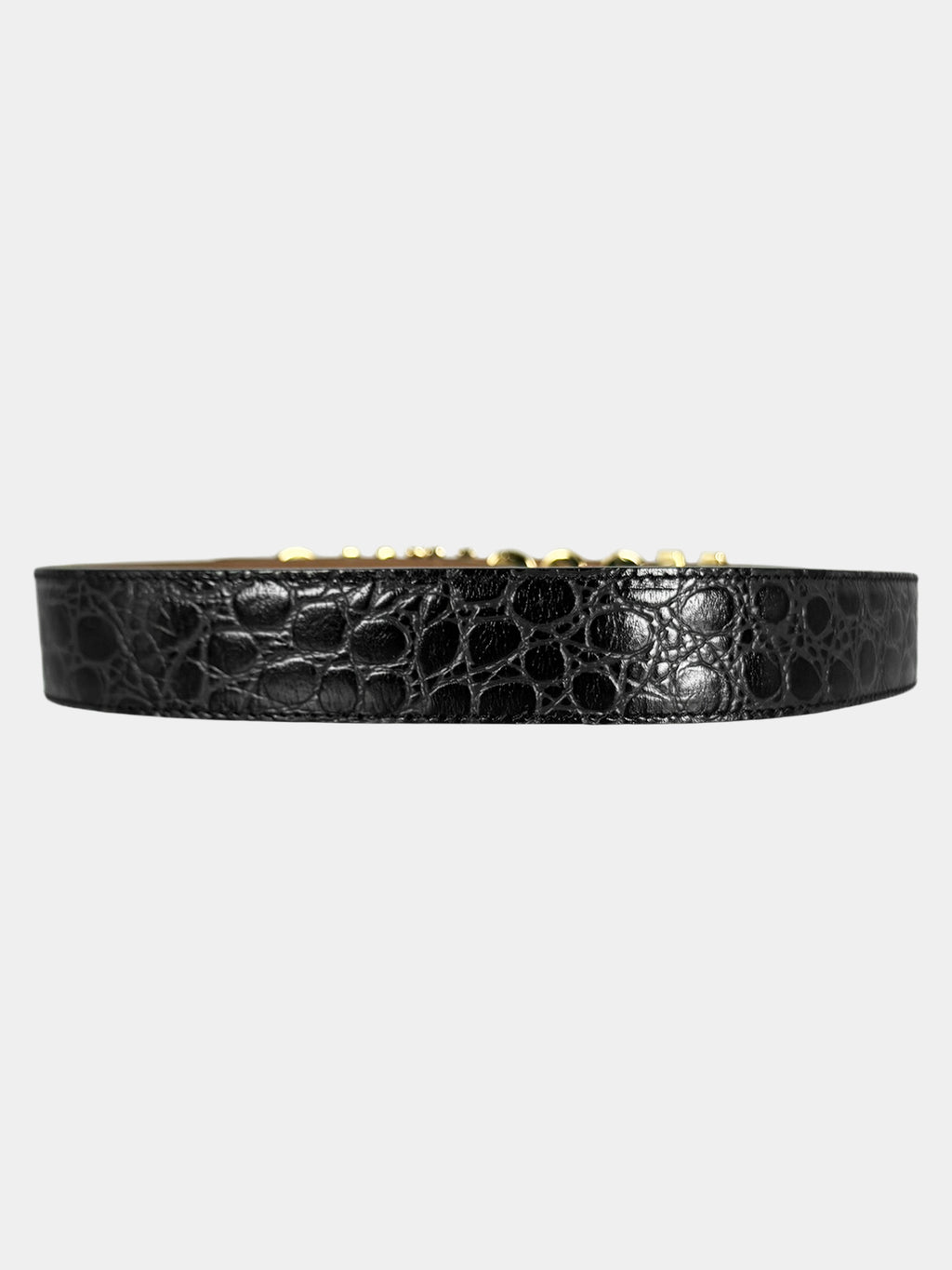 Logo Plaque Leather Waist Belt