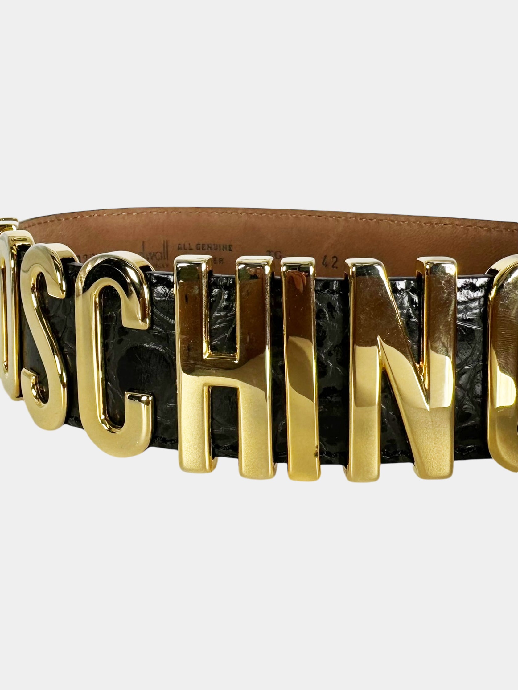 Logo Plaque Leather Waist Belt