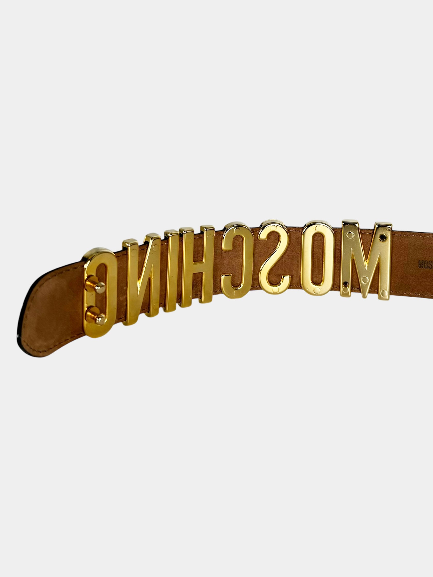 Logo Plaque Leather Waist Belt