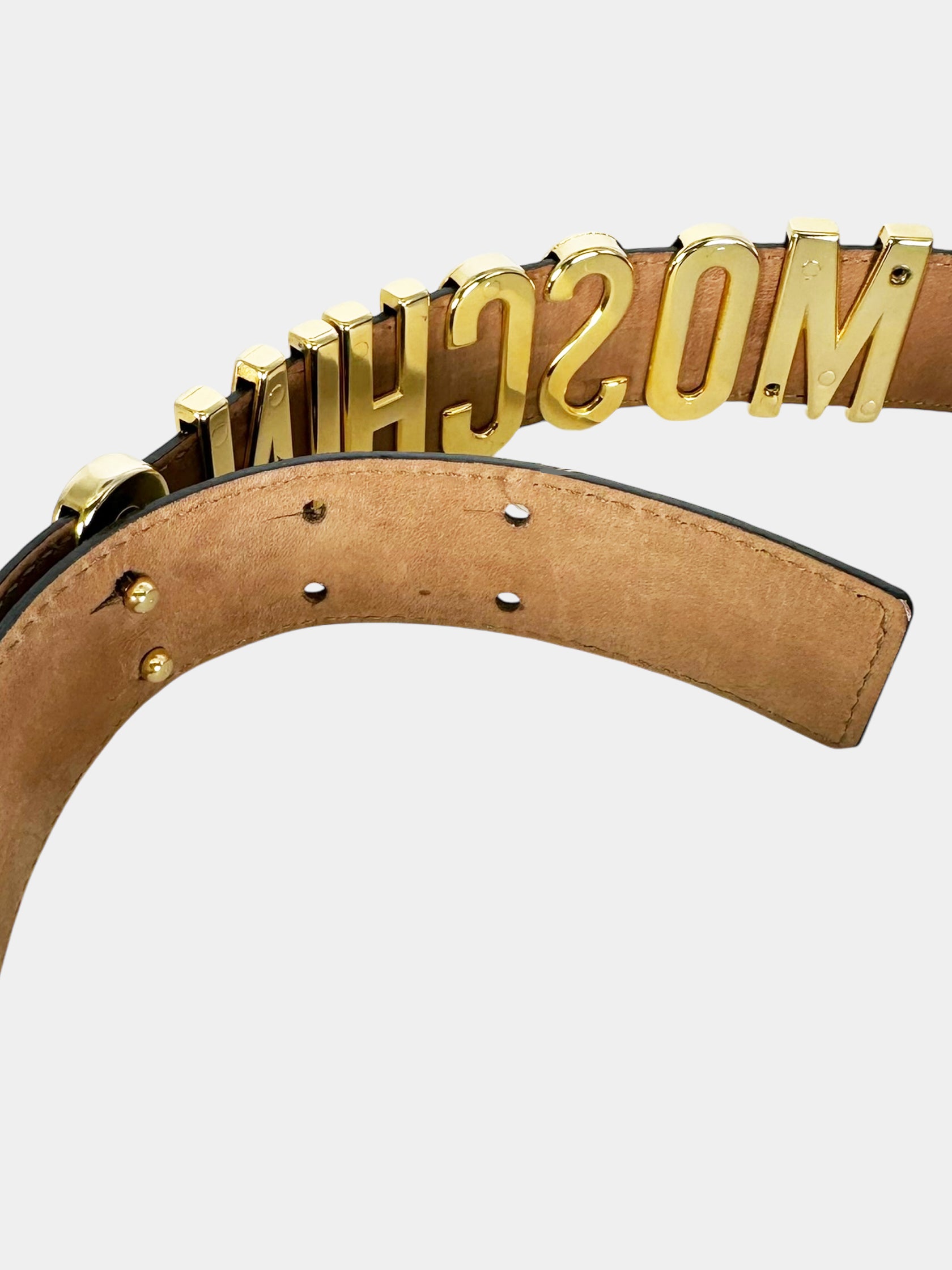 Logo Plaque Leather Waist Belt