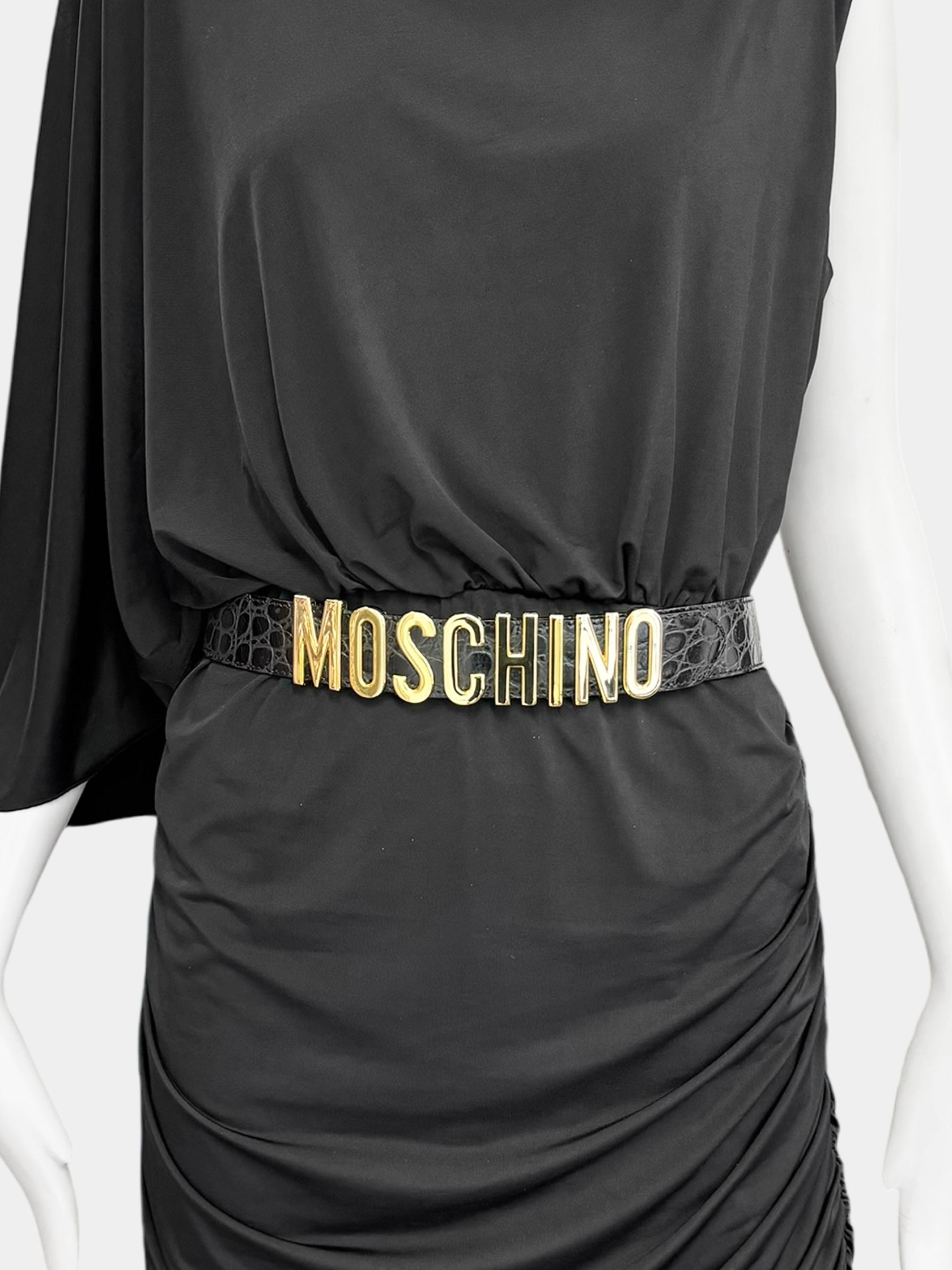 Logo Plaque Leather Waist Belt