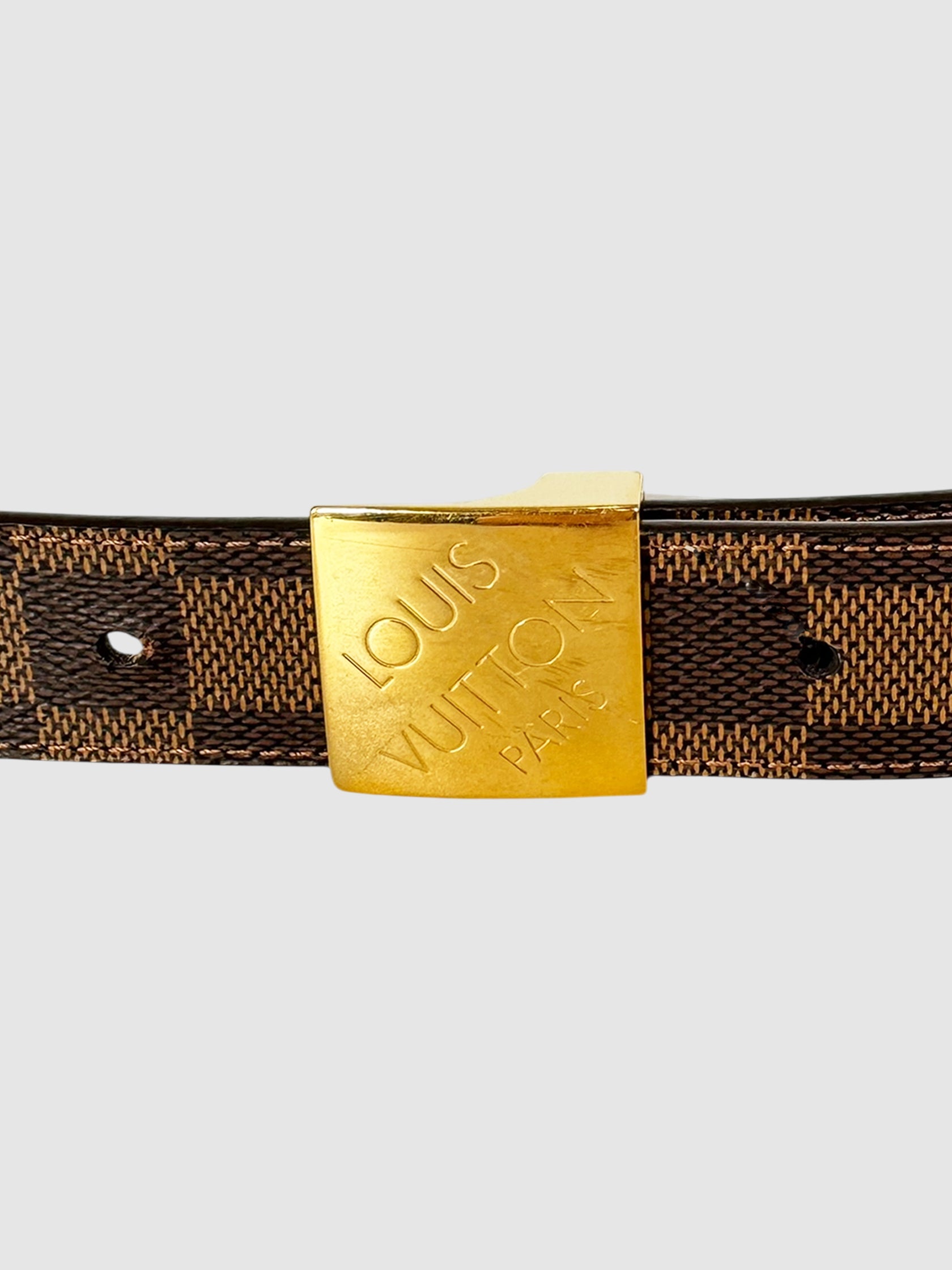 Damier Ebene Logo Belt