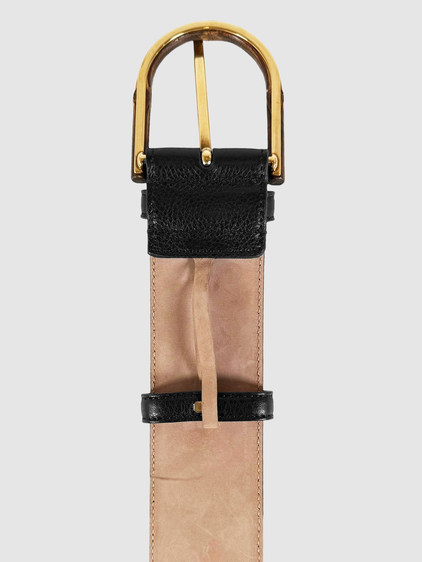 Bamboo Buckle Wide Leather Belt