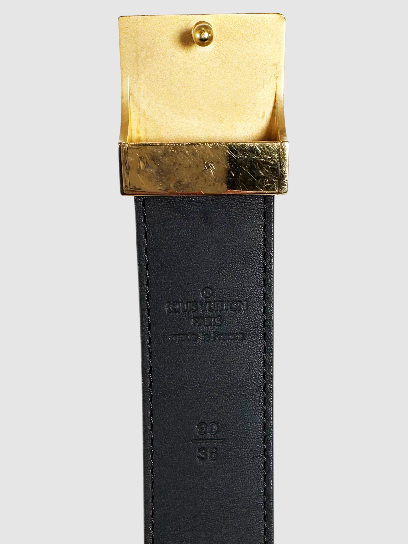 Damier Ebene Logo Belt