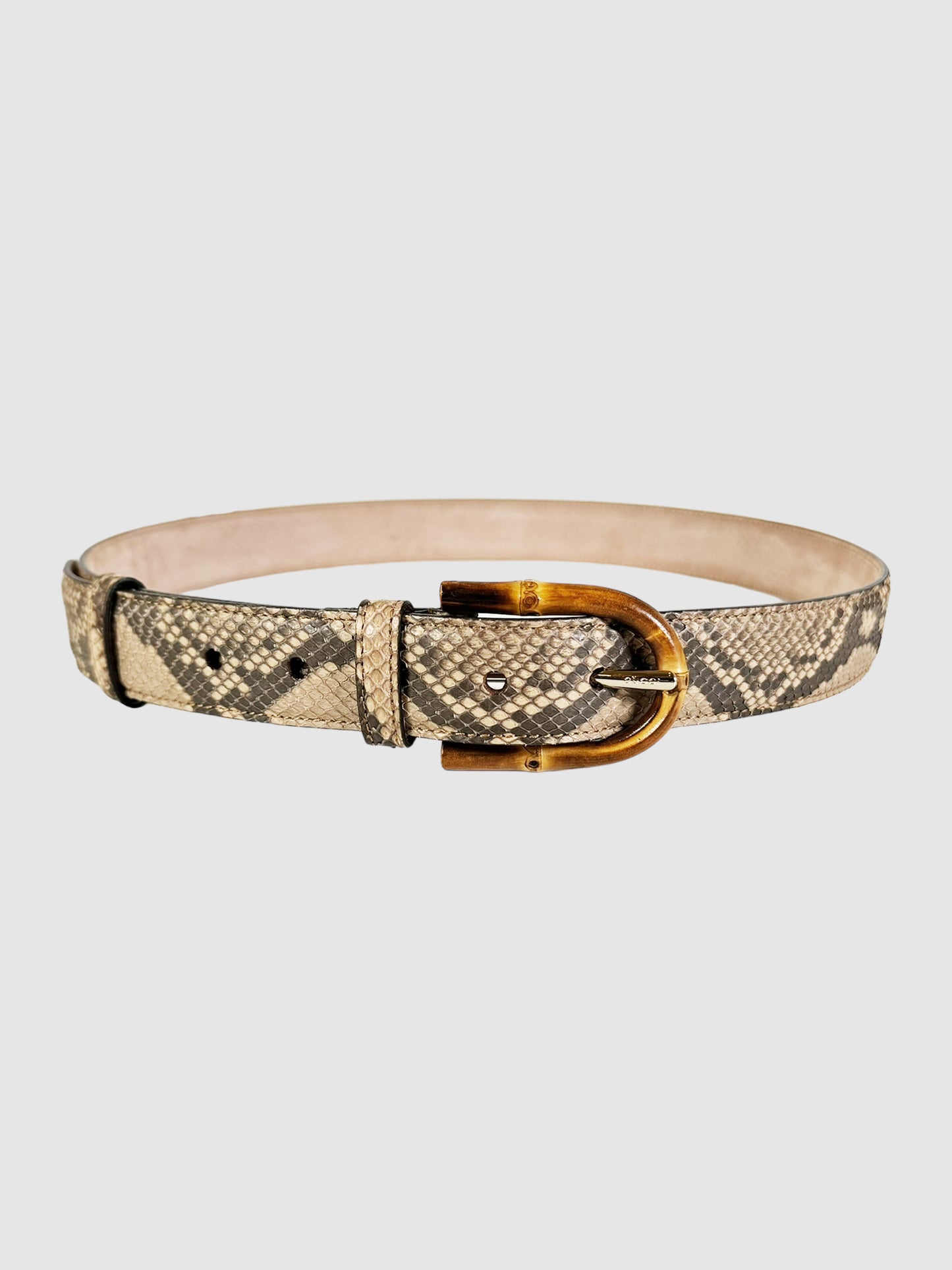 Bamboo Buckle Narrow Reptile Print Belt