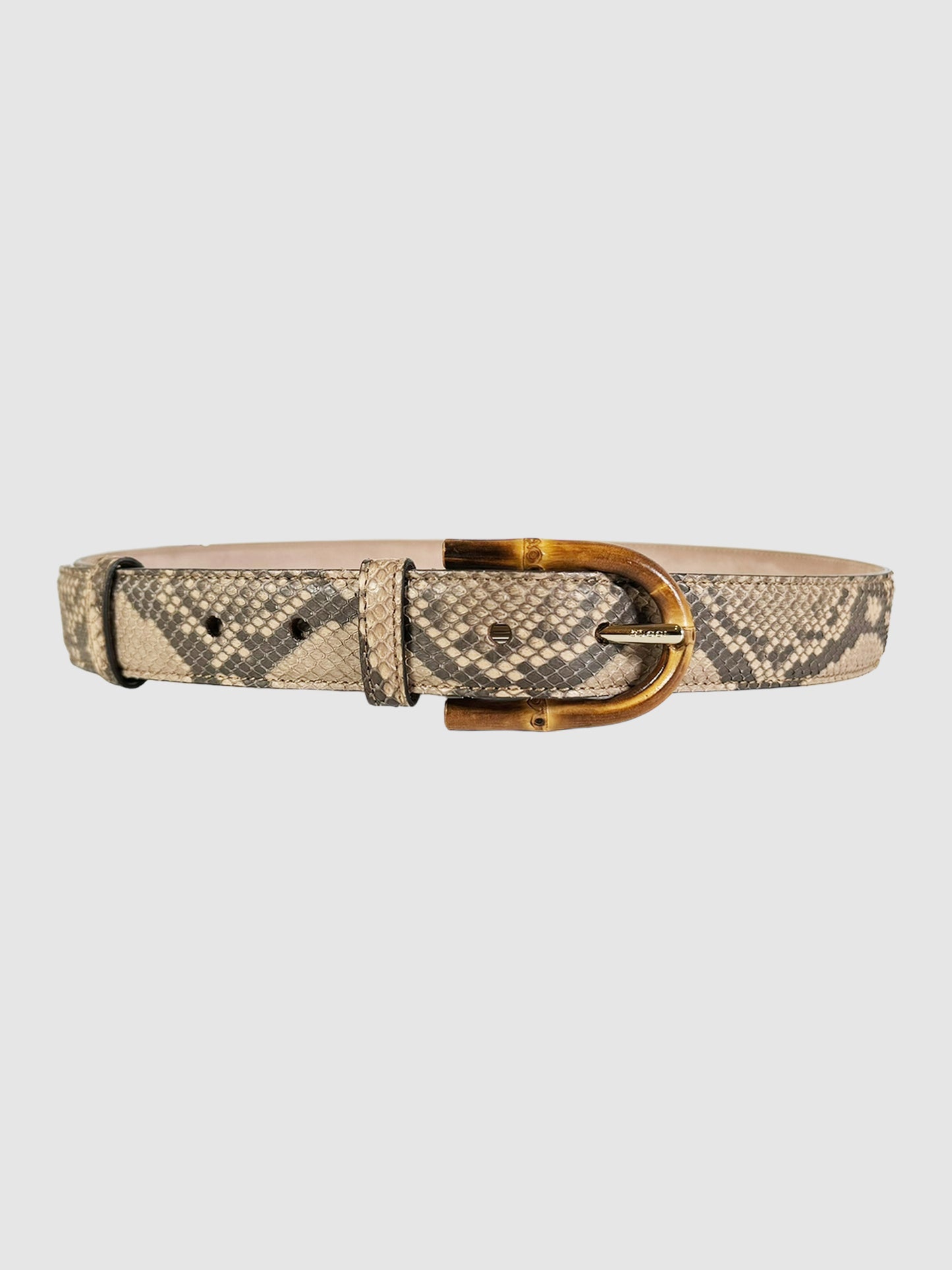 Bamboo Buckle Narrow Reptile Print Belt