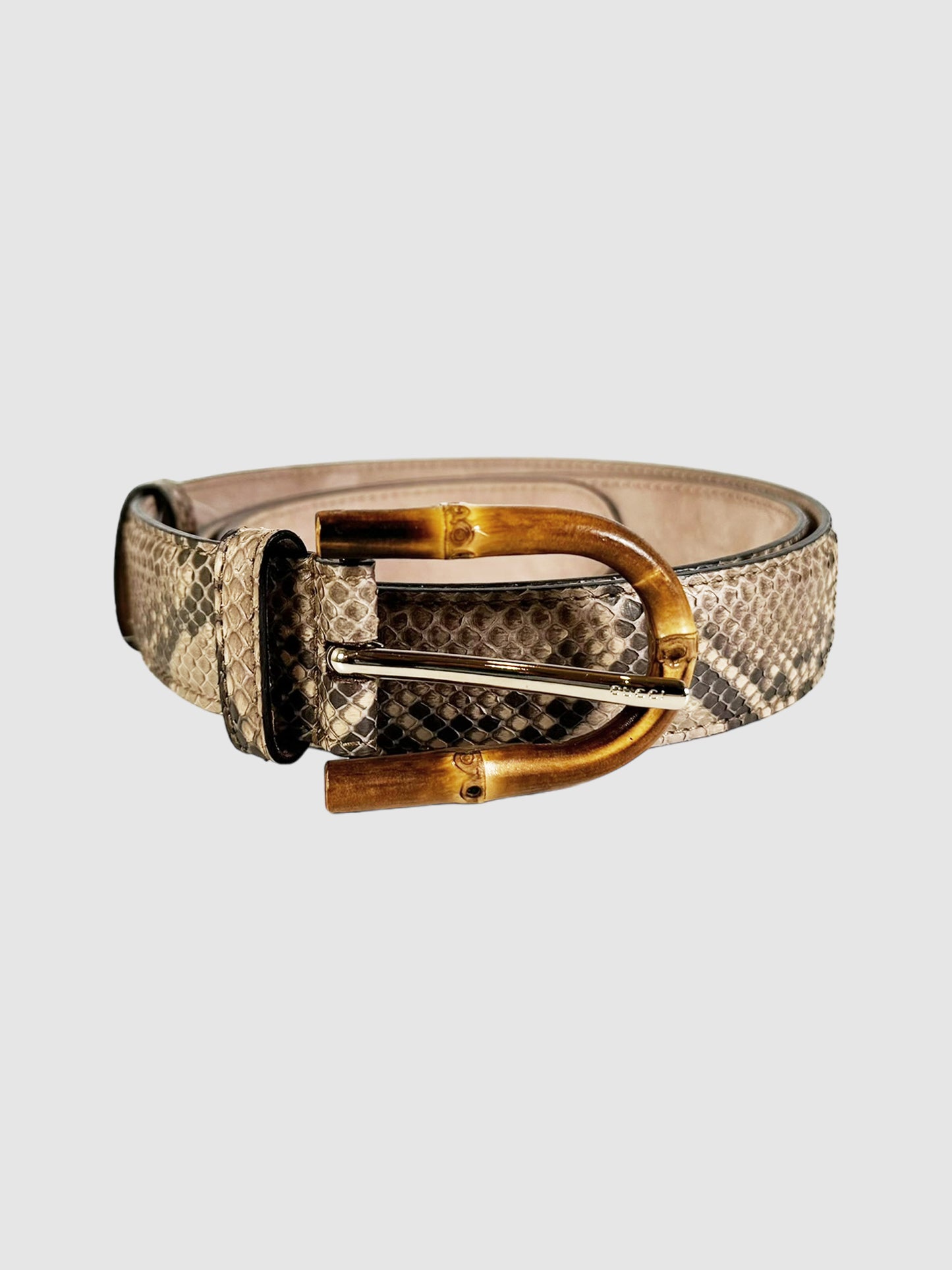 Bamboo Buckle Narrow Reptile Print Belt