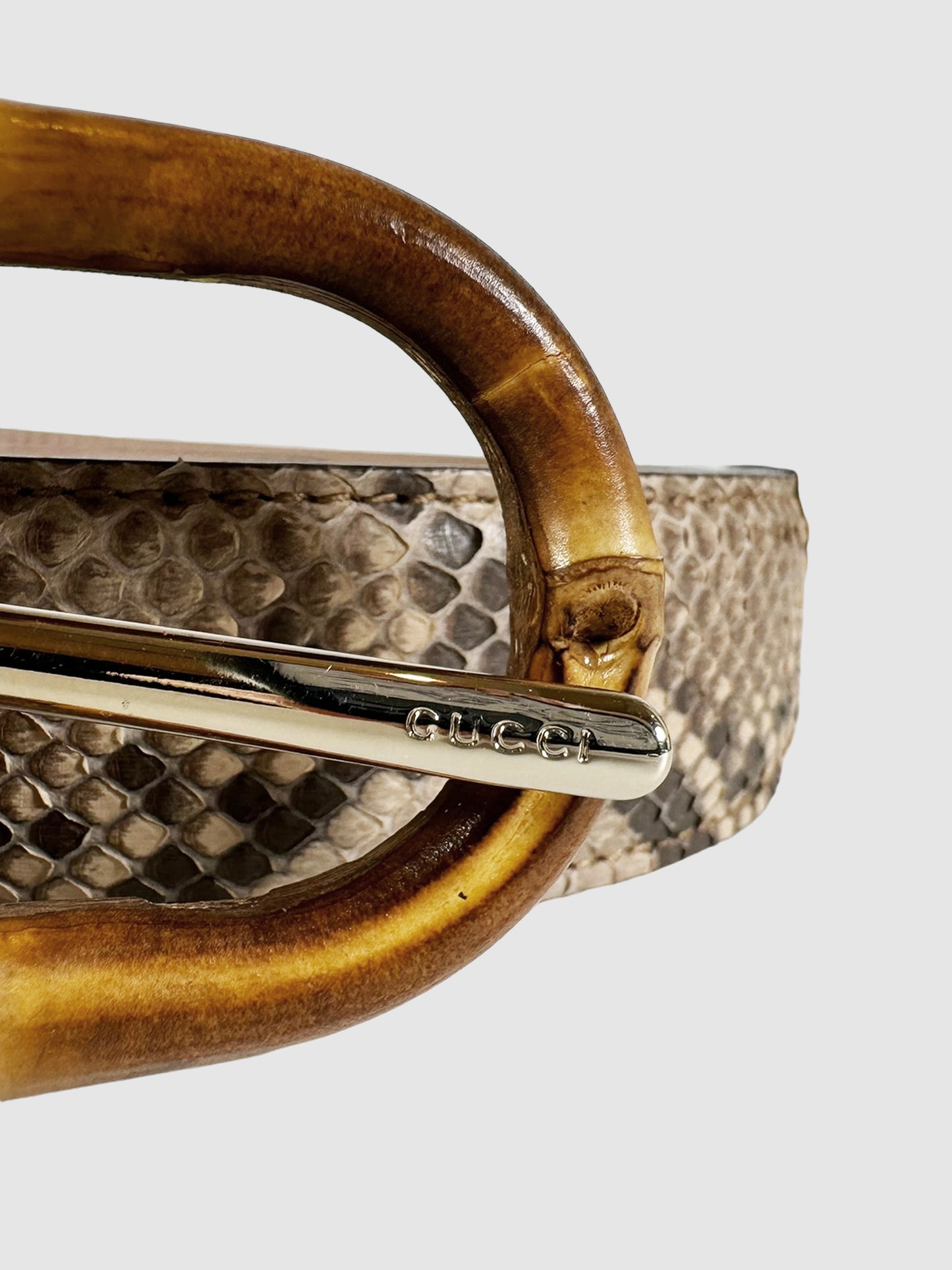 Bamboo Buckle Narrow Reptile Print Belt