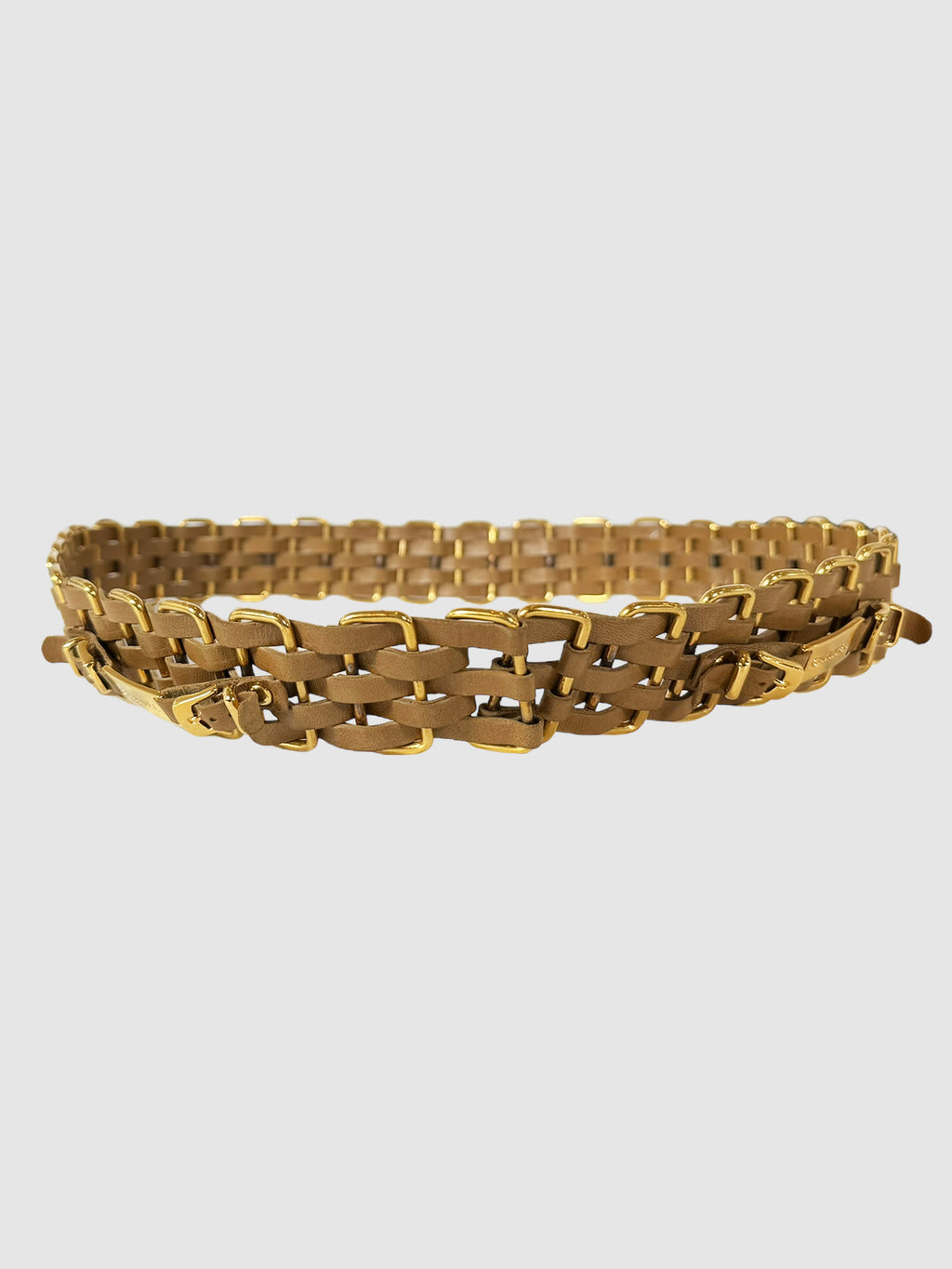 Woven Leather and Metal Wide Belt