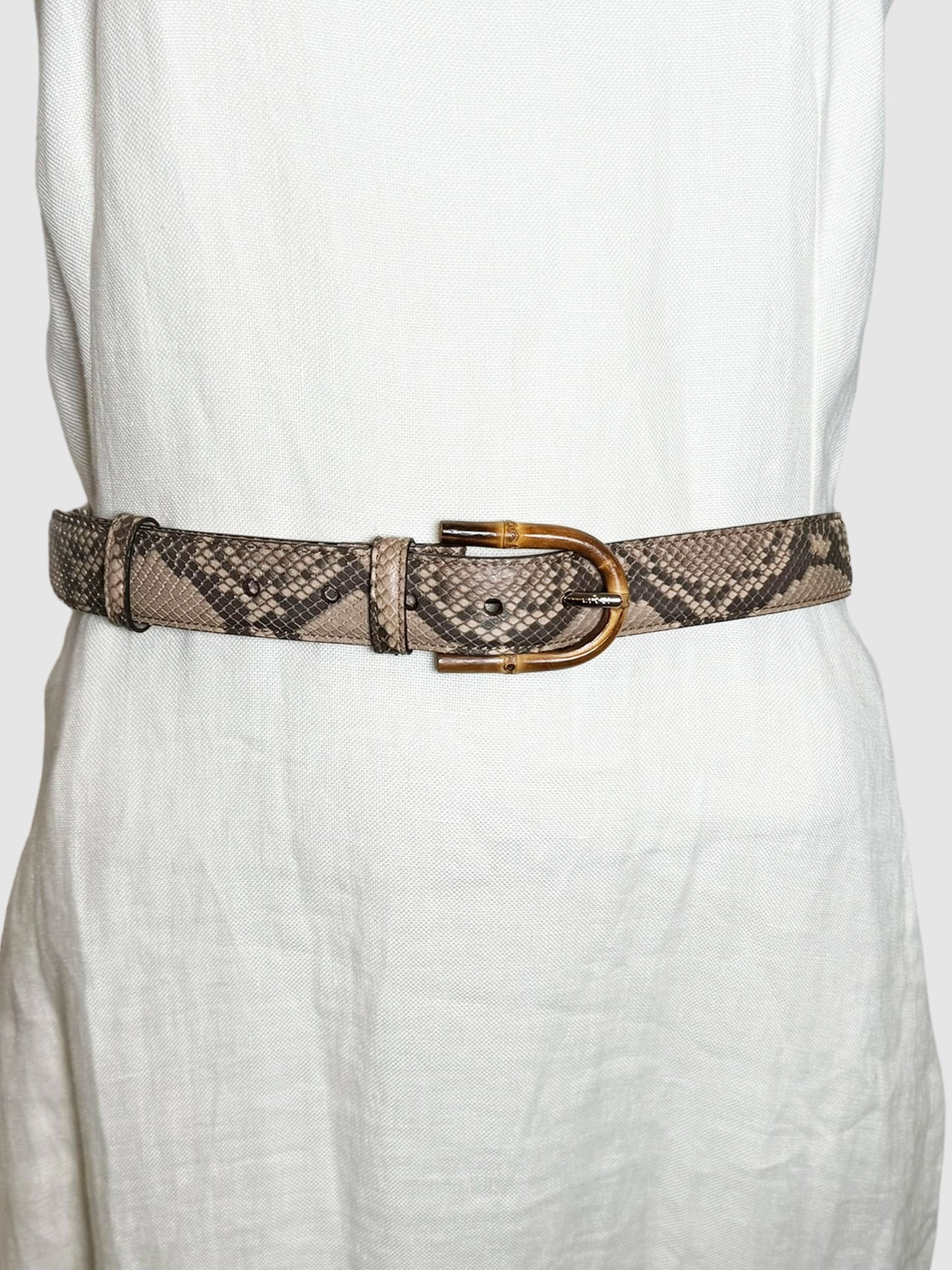 Bamboo Buckle Narrow Reptile Print Belt