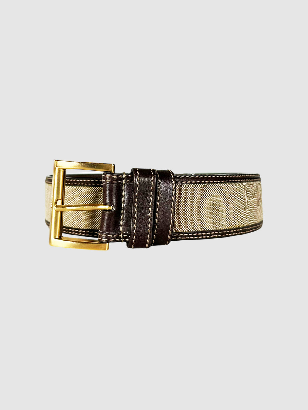 Logo Canvas Leather Trim Belt