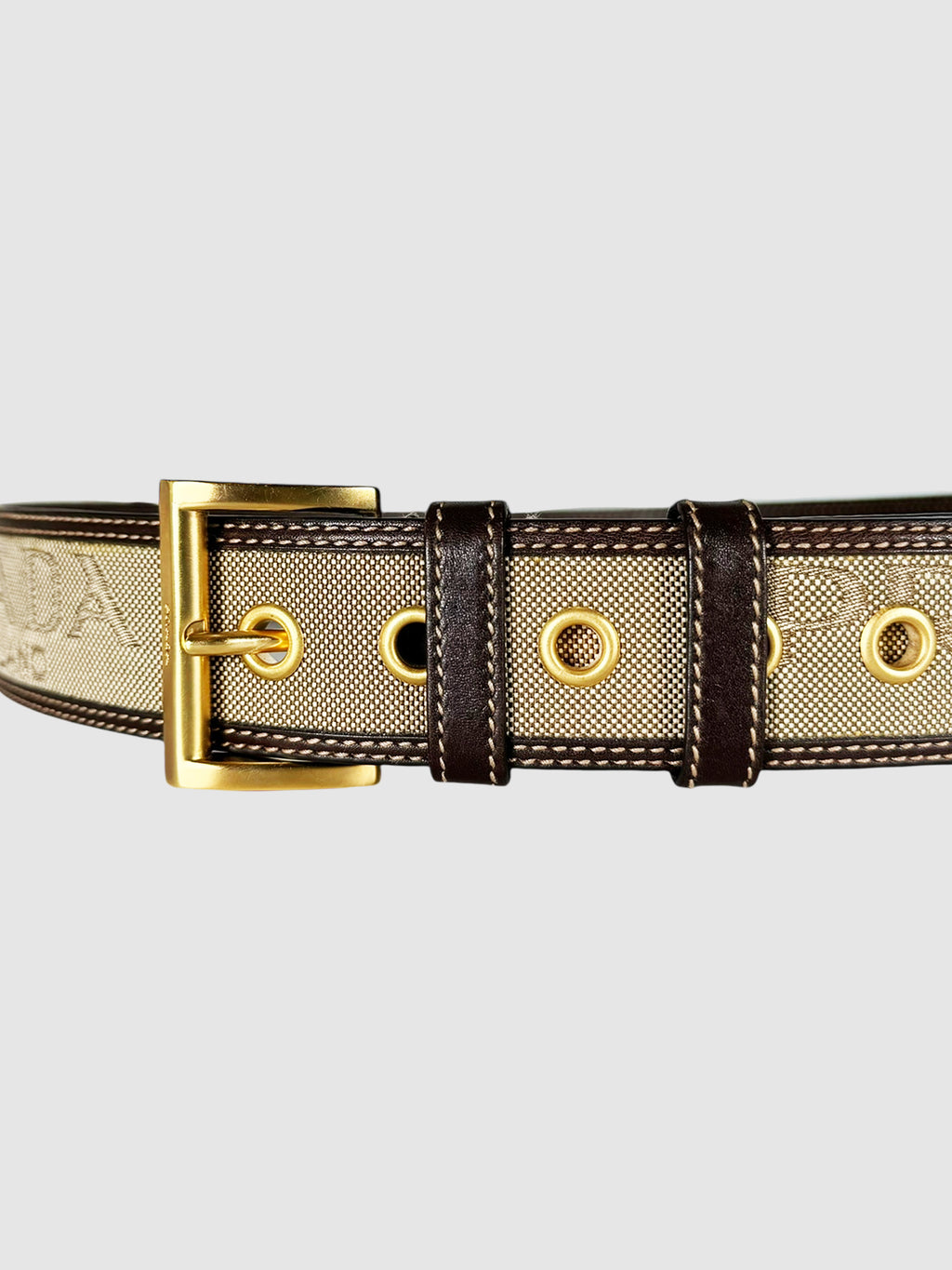 Logo Canvas Leather Trim Belt