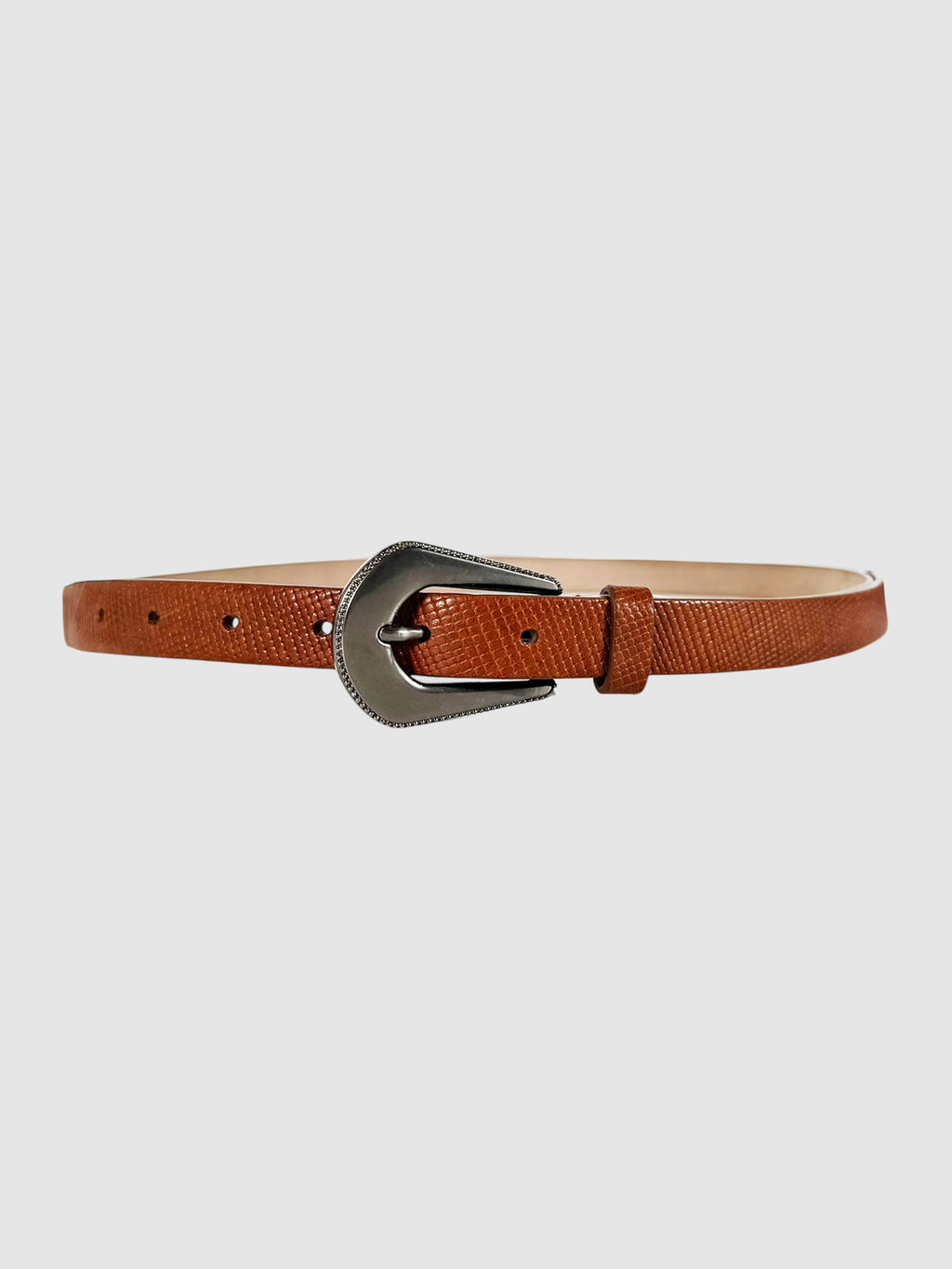 Brunello Cucinelli Brown Western Leather Belt, Size Medium luxury designer resale consignment secondhand toronto canada