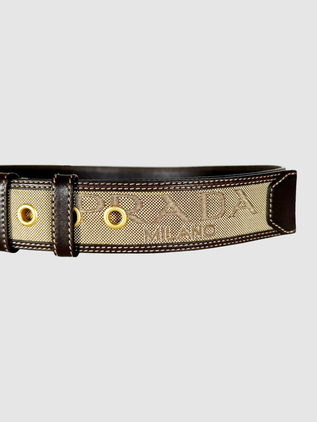 Logo Canvas Leather Trim Belt
