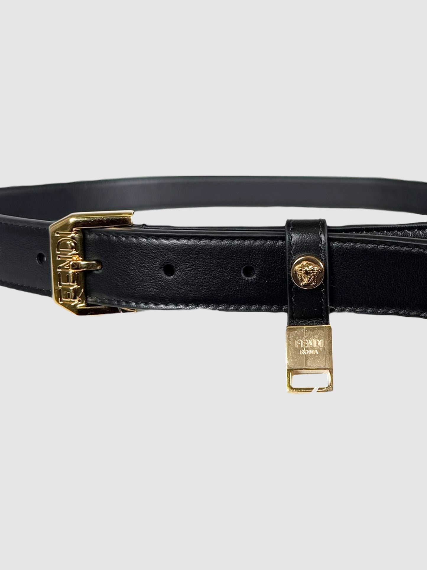 Fendace Leather Logo Belt