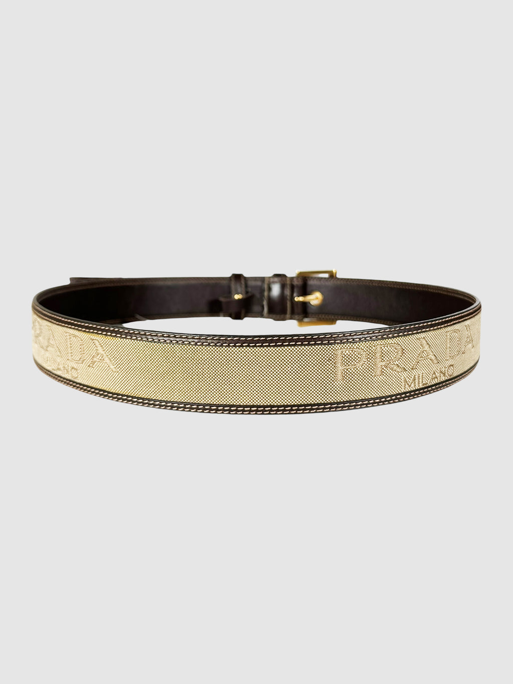 Logo Canvas Leather Trim Belt