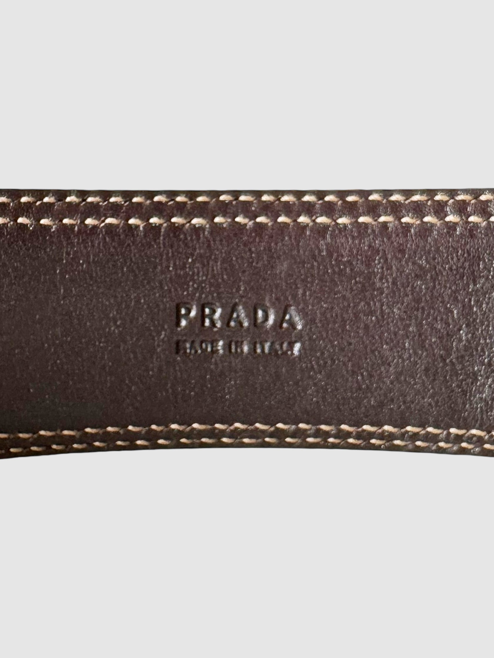 Logo Canvas Leather Trim Belt
