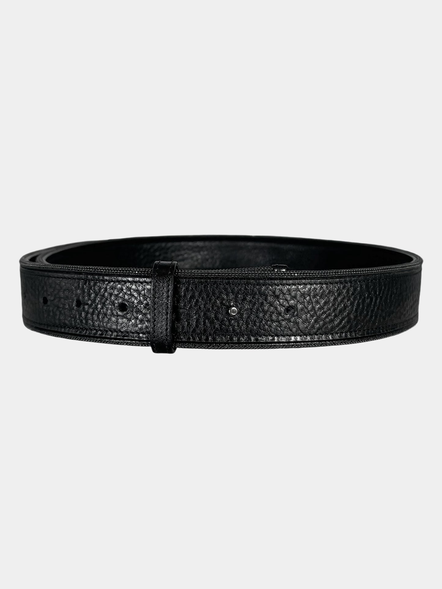 Monili Bead Trim Leather Belt